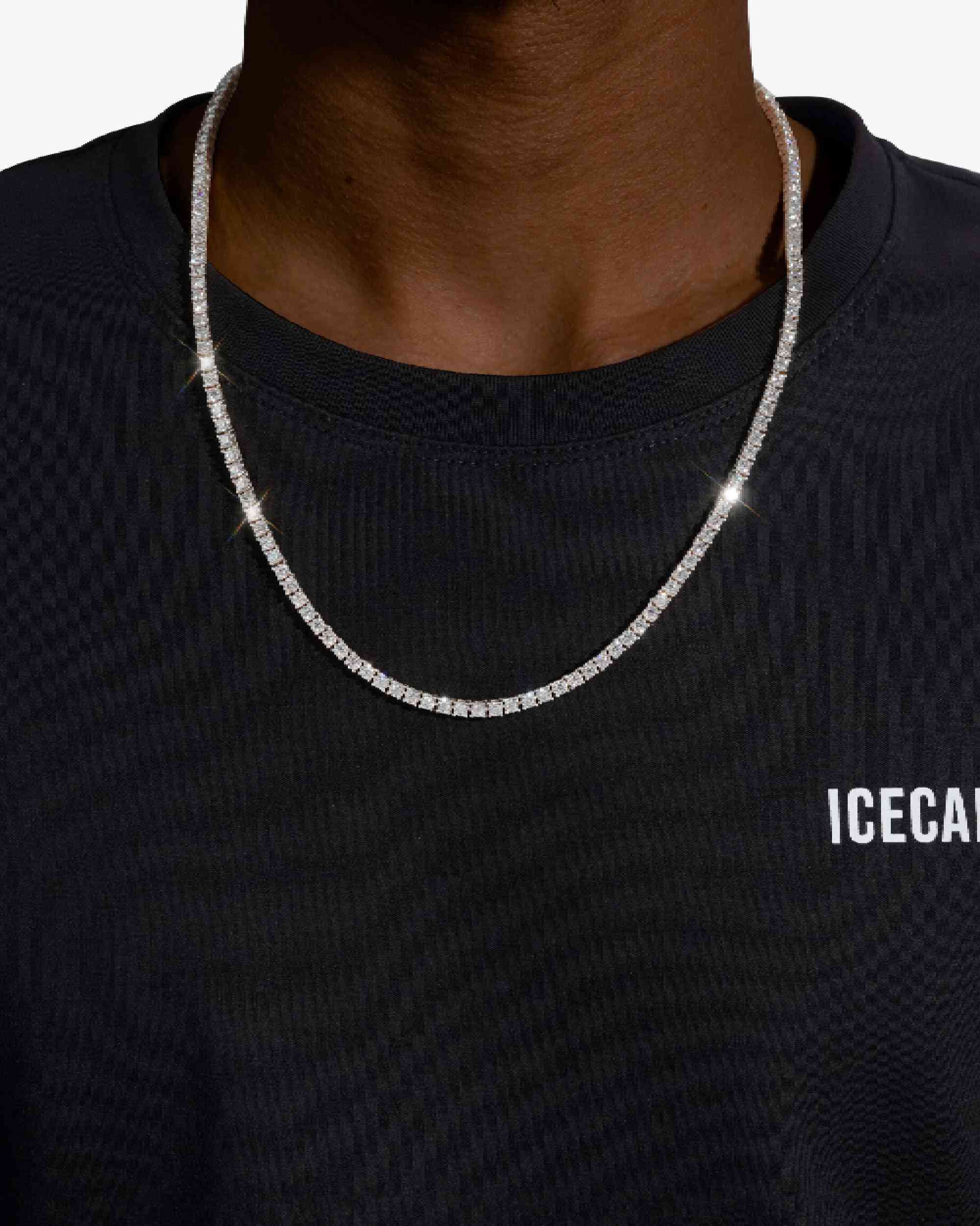 3MM Moissanite Tennis Chain + FREE Tennis Bracelet - in white gold (view 5 of 19)