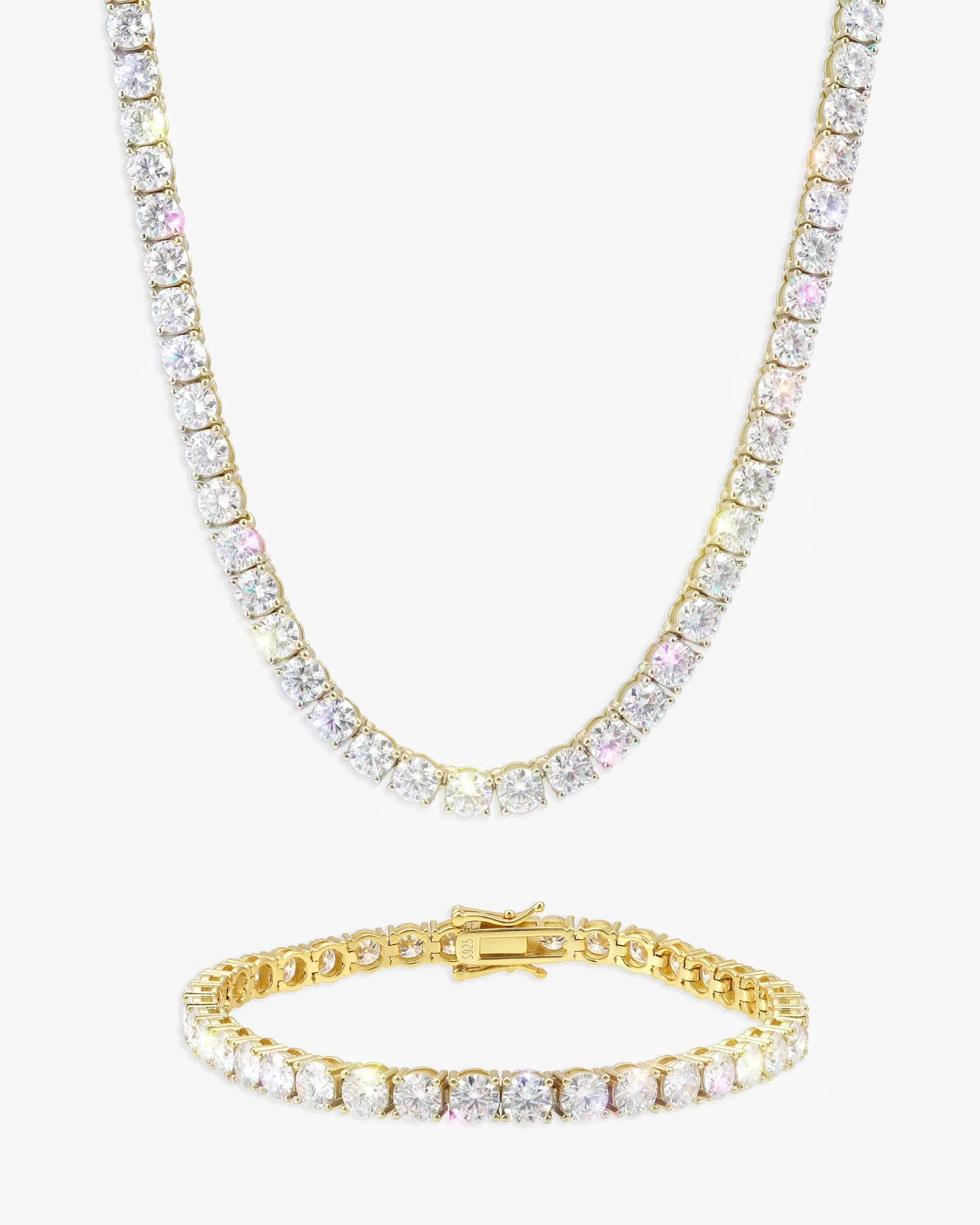 3MM Moissanite Tennis Chain + FREE Tennis Bracelet - in white gold (view 8 of 19)