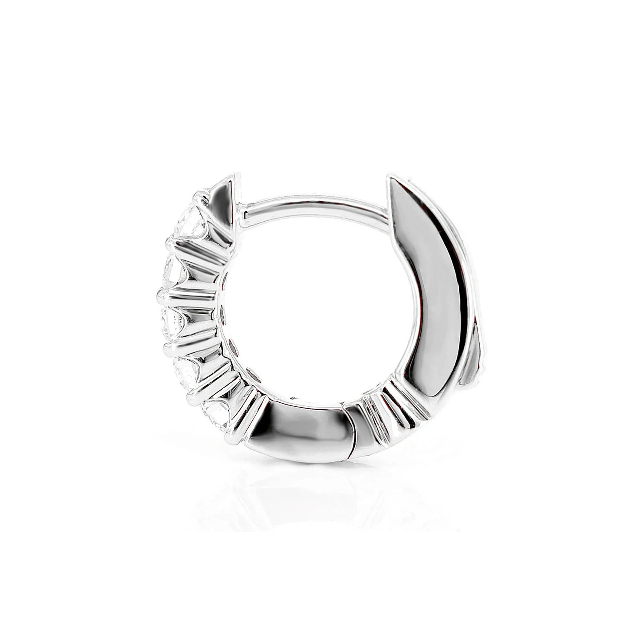 3pt Diamond Scallop Huggie Hoop Earrings - in yellow gold (view 6 of 9)