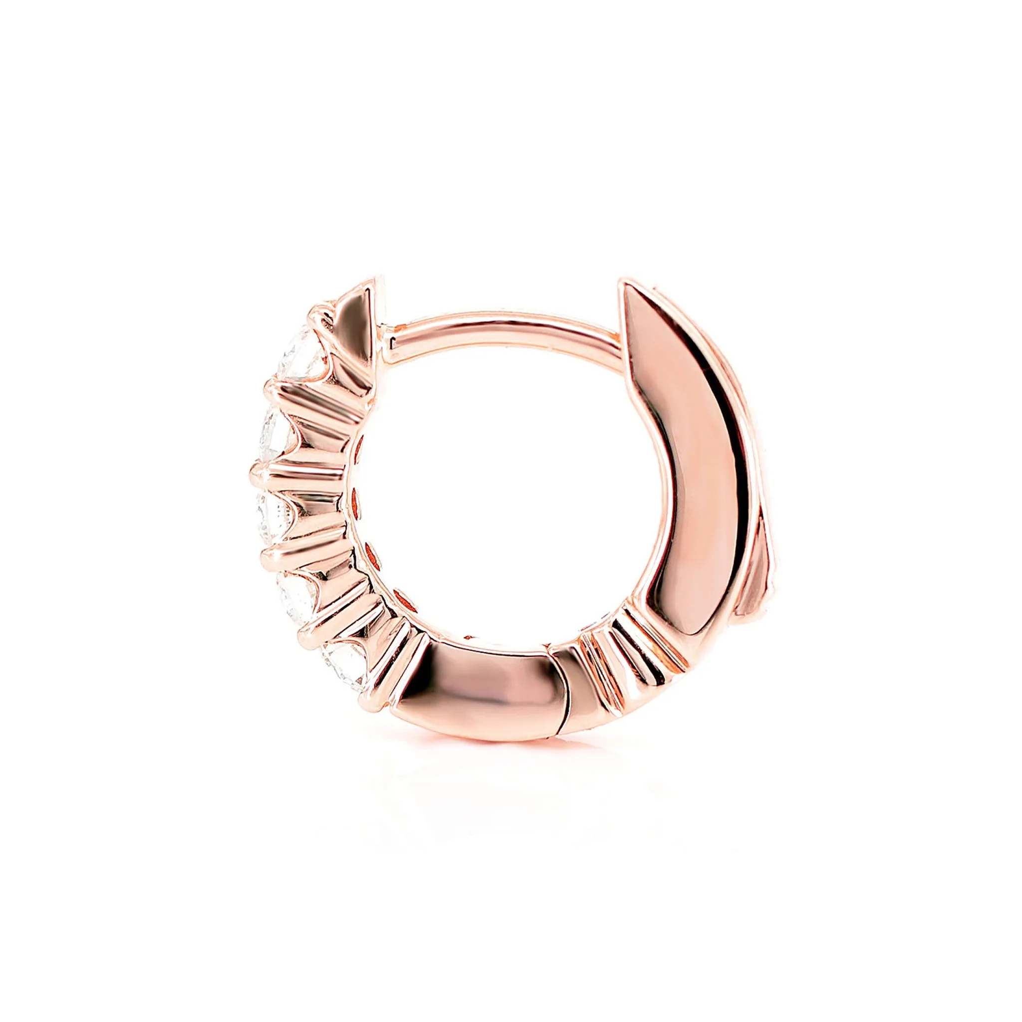 3pt Diamond Scallop Huggie Hoop Earrings - in yellow gold (view 9 of 9)