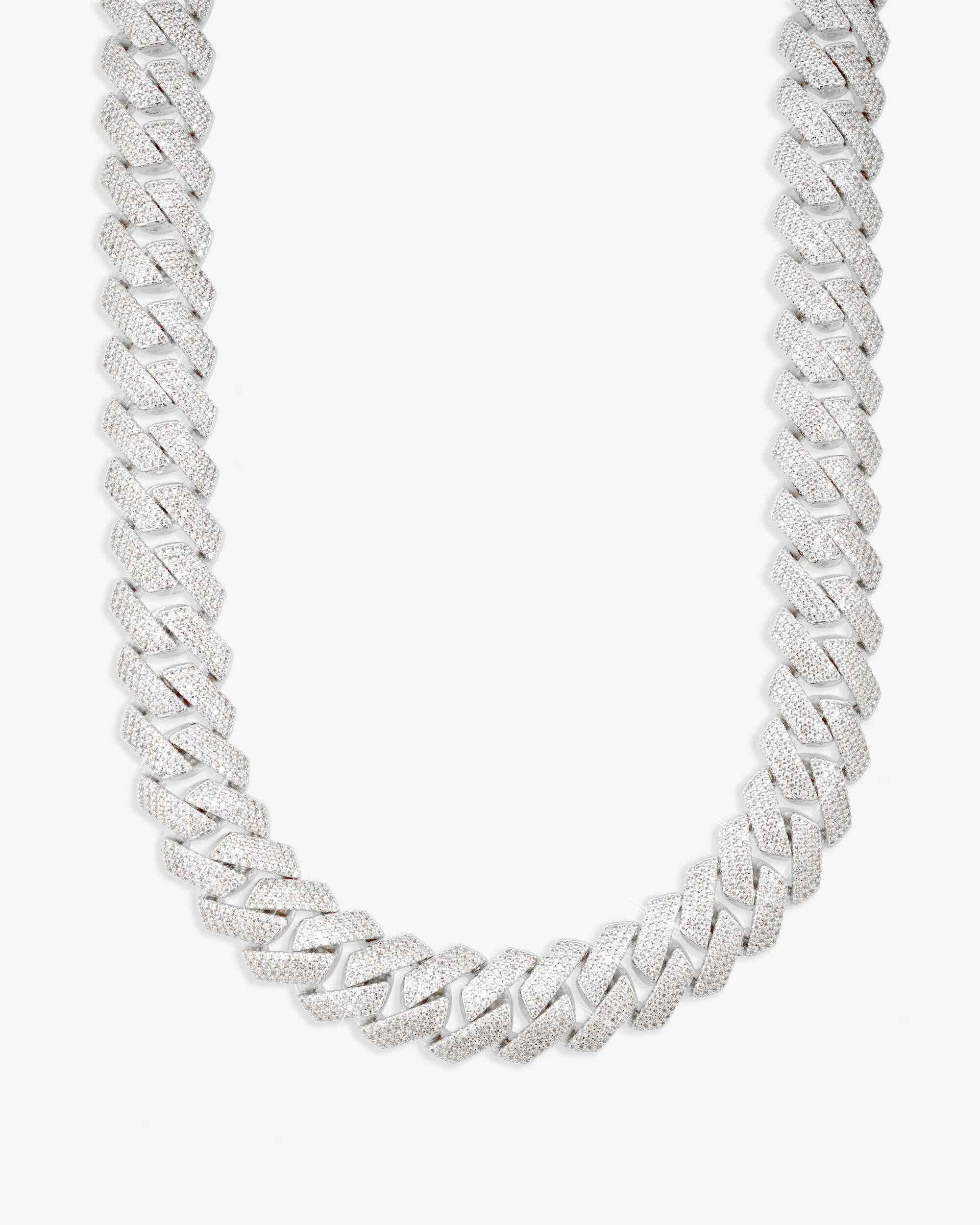 4-Row 15MM Moissanite Cuban Link Chain 14K Gold
