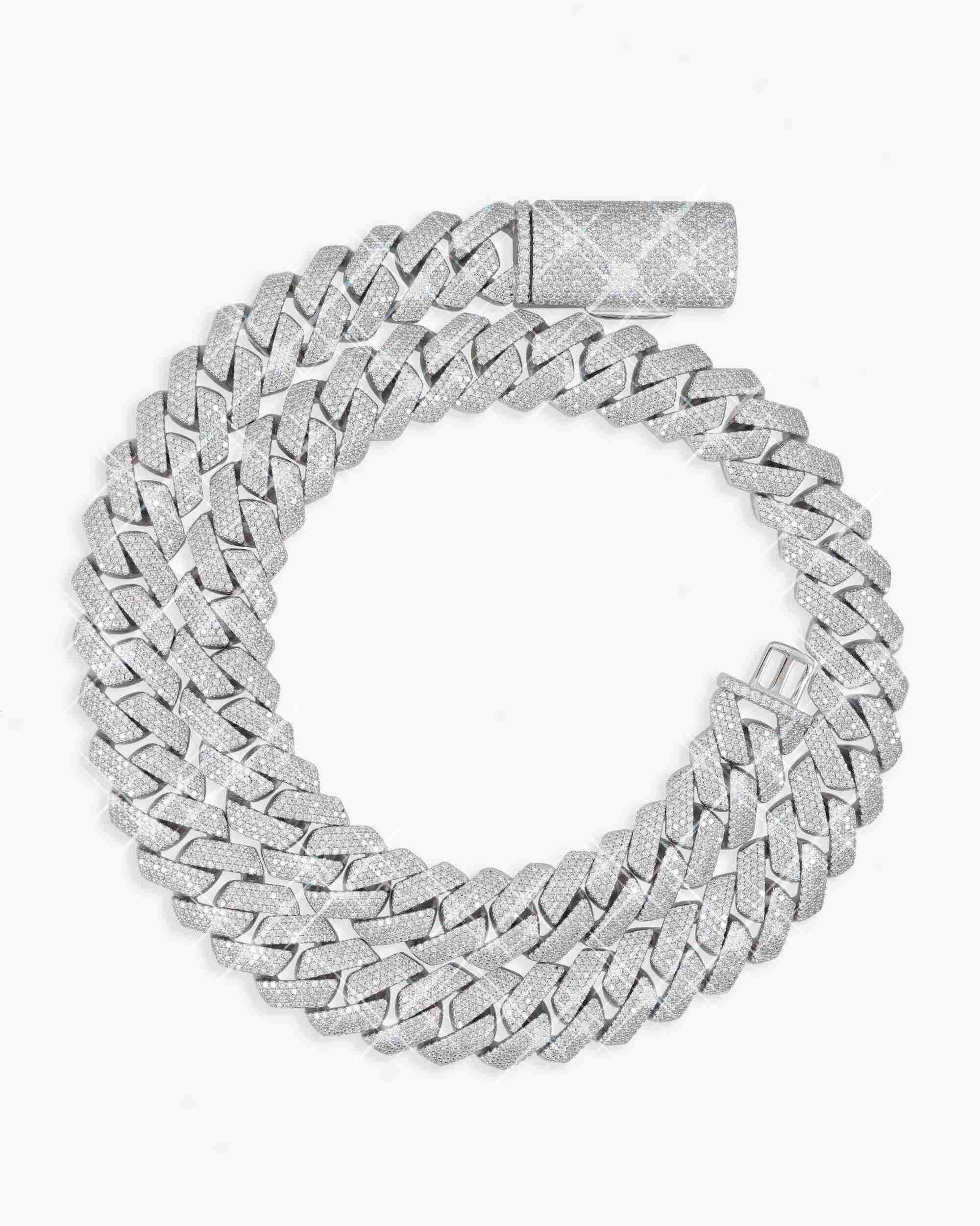 4-Row 15MM Moissanite Cuban Link Chain 14K Gold (view 6 of 21)