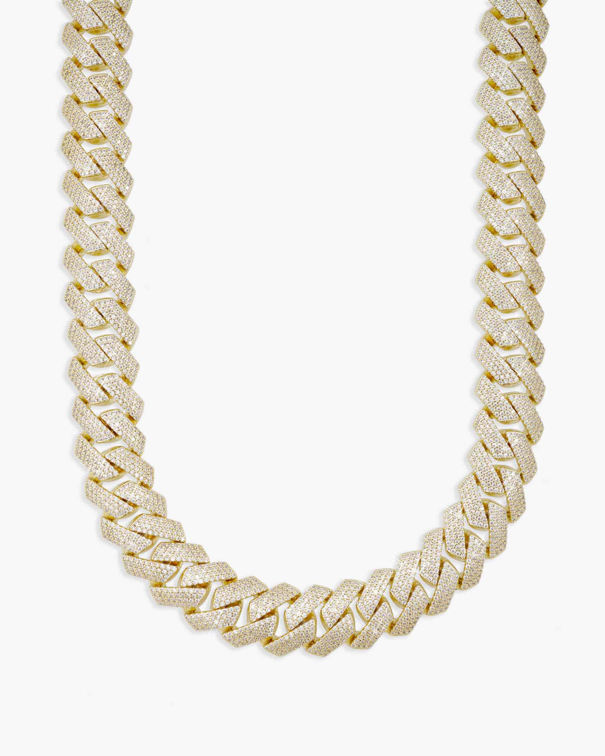 4-Row 15MM Moissanite Cuban Link Chain 14K Gold (view 8 of 21)