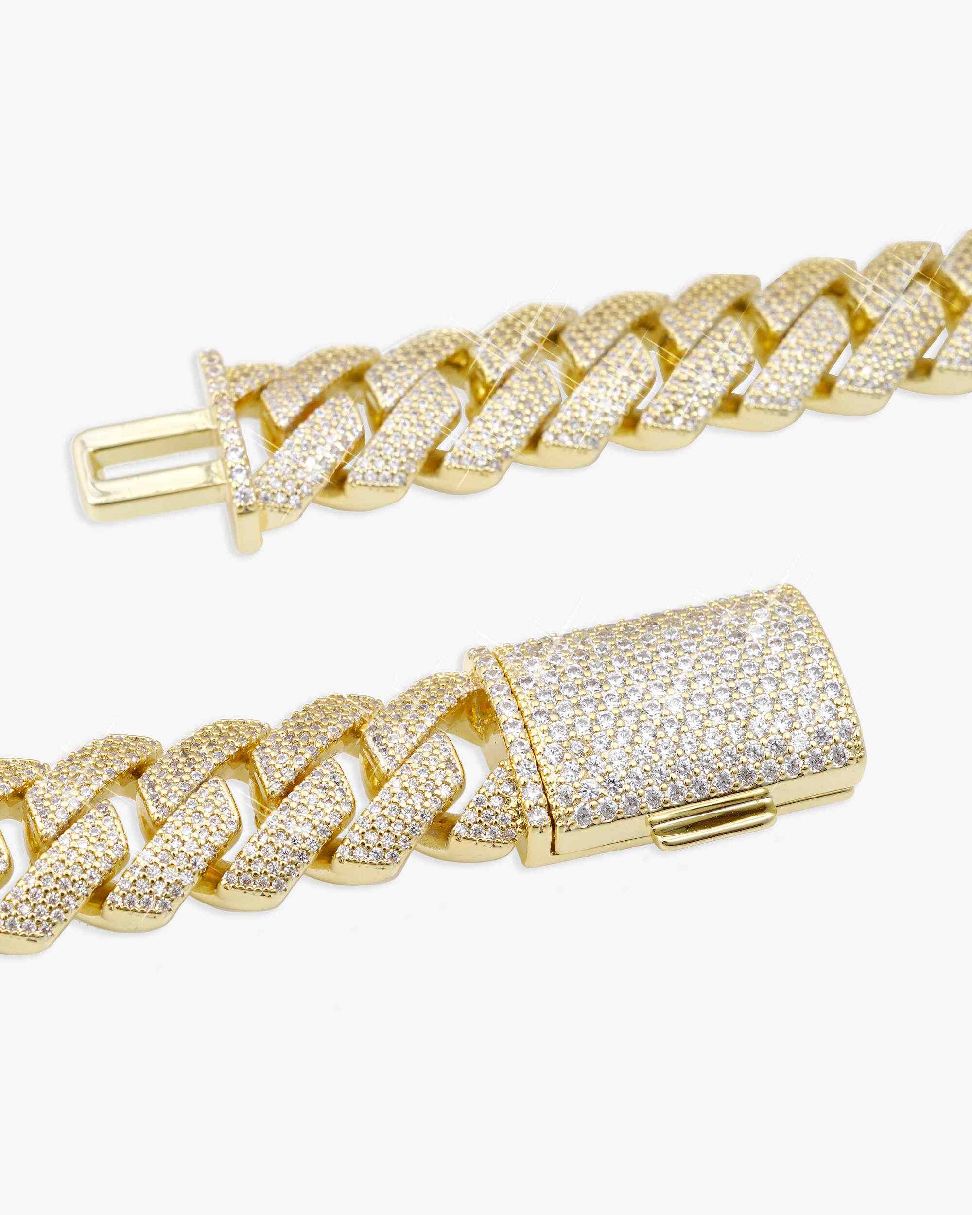 4-Row 15MM Moissanite Cuban Link Chain 14K Gold (view 10 of 21)
