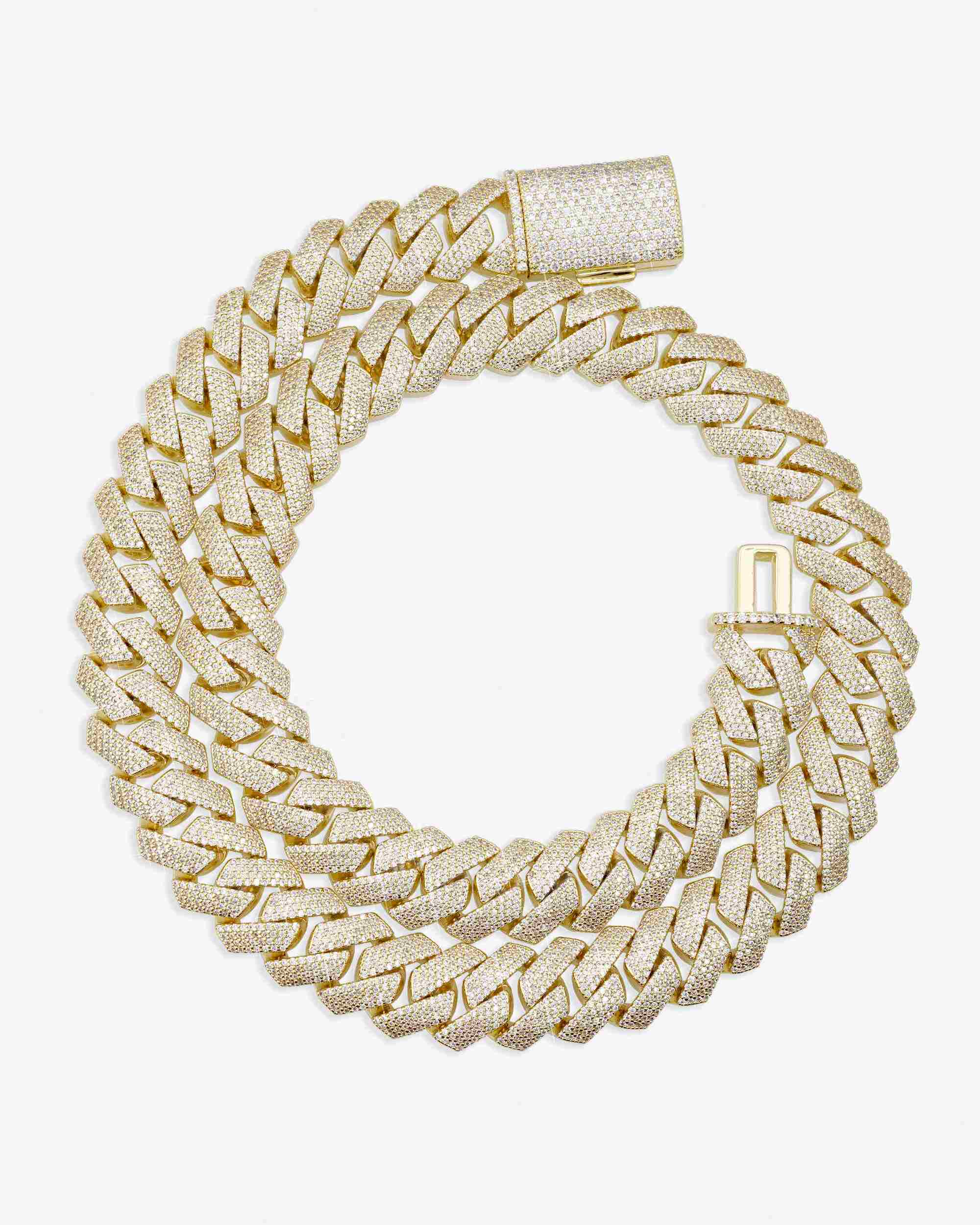 4-Row 15MM Moissanite Cuban Link Chain 14K Gold (view 11 of 21)