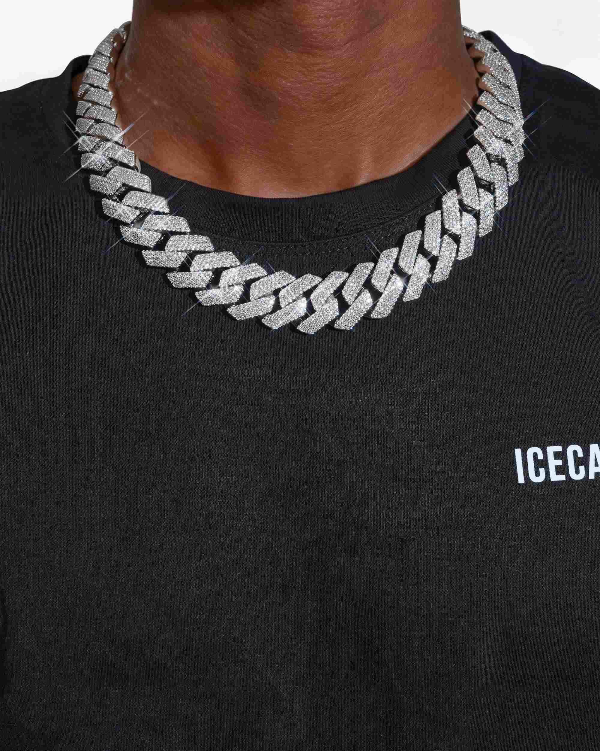 4 Row 20MM Moissanite Cuban Link Chain 14K Gold (view 2 of 22)