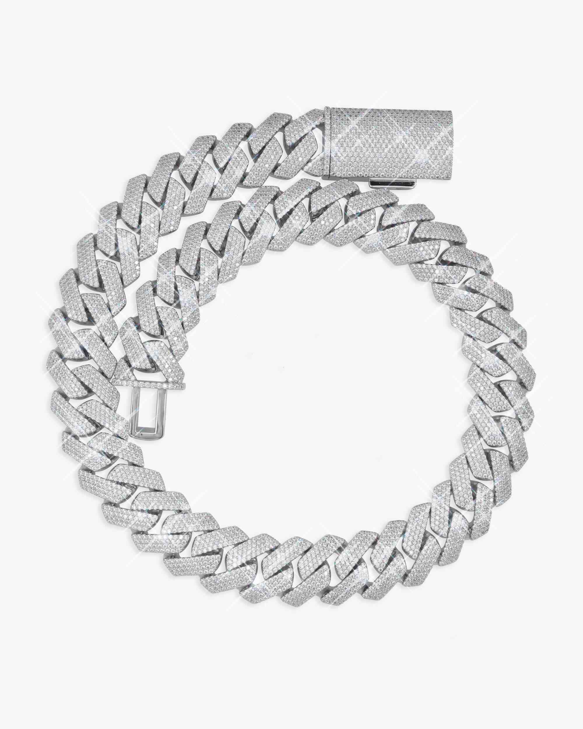 4 Row 20MM Moissanite Cuban Link Chain 14K Gold (view 6 of 22)