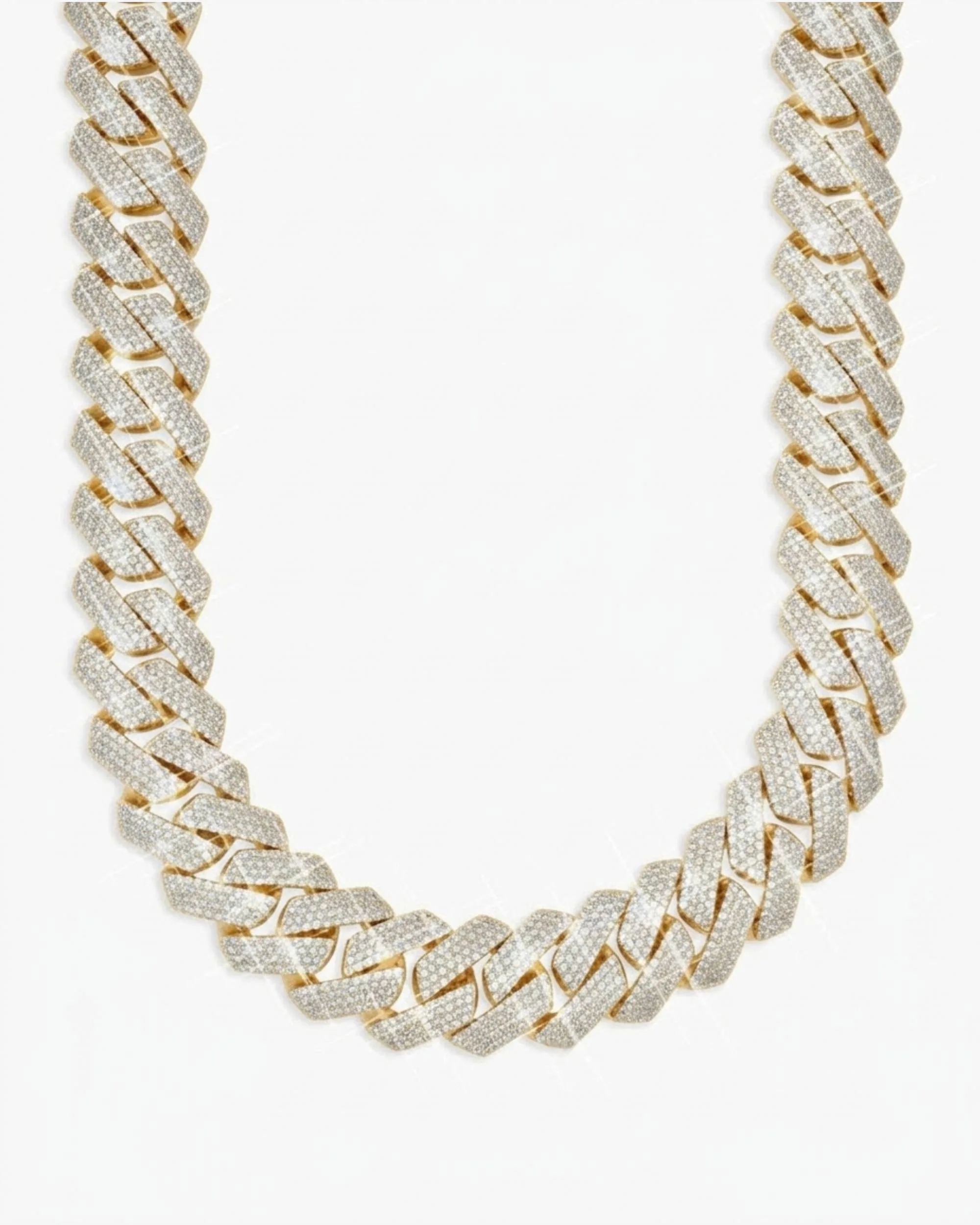 4 Row 20MM Moissanite Cuban Link Chain 14K Gold (view 9 of 22)
