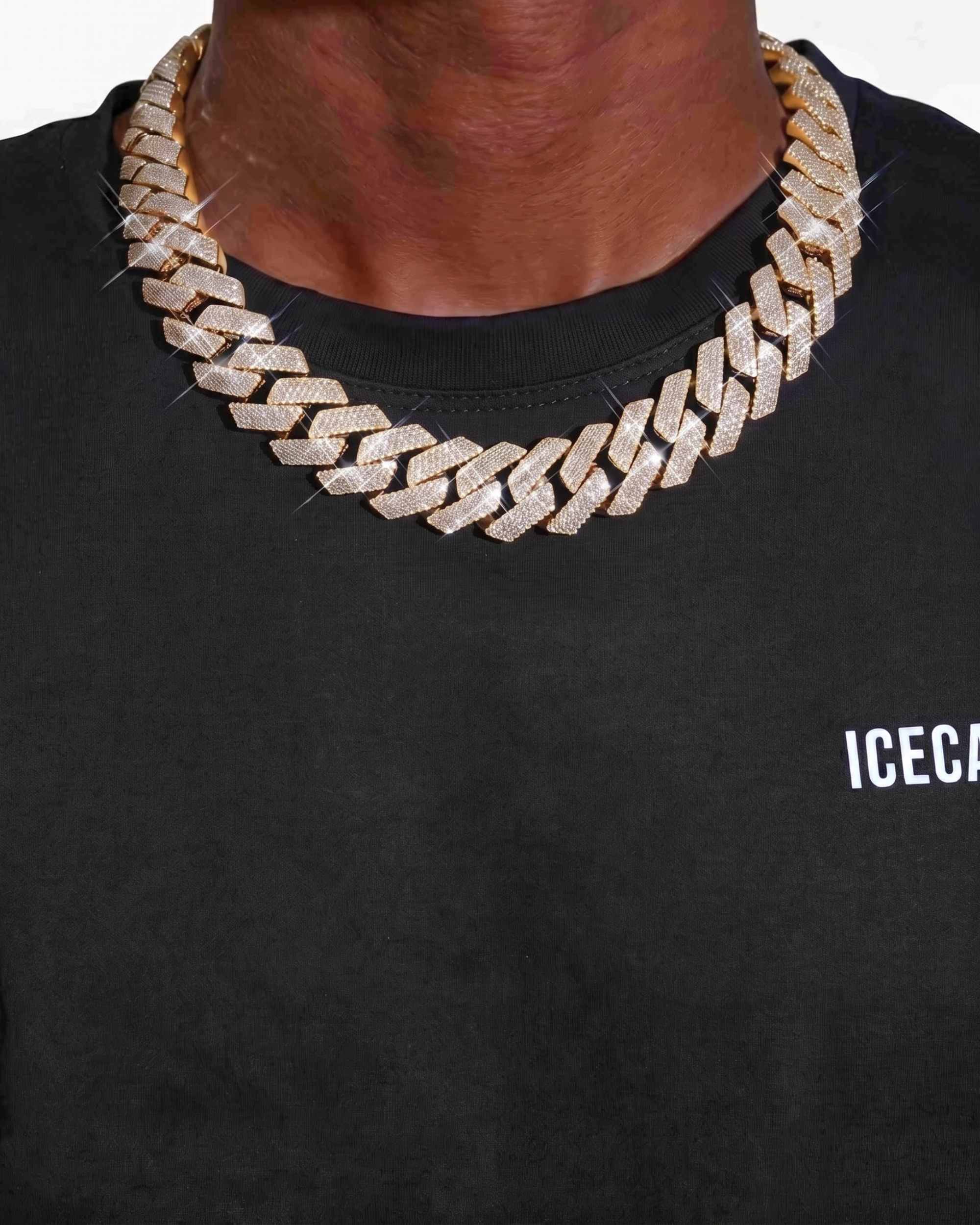 4 Row 20MM Moissanite Cuban Link Chain 14K Gold (view 10 of 22)