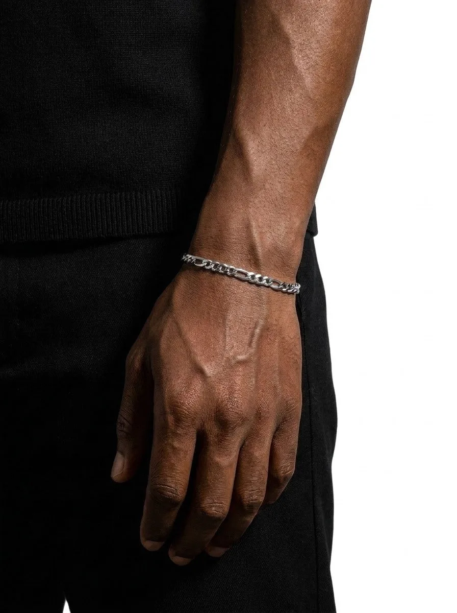 4MM Figaro Bracelet Silver - chain (view 2 of 4)