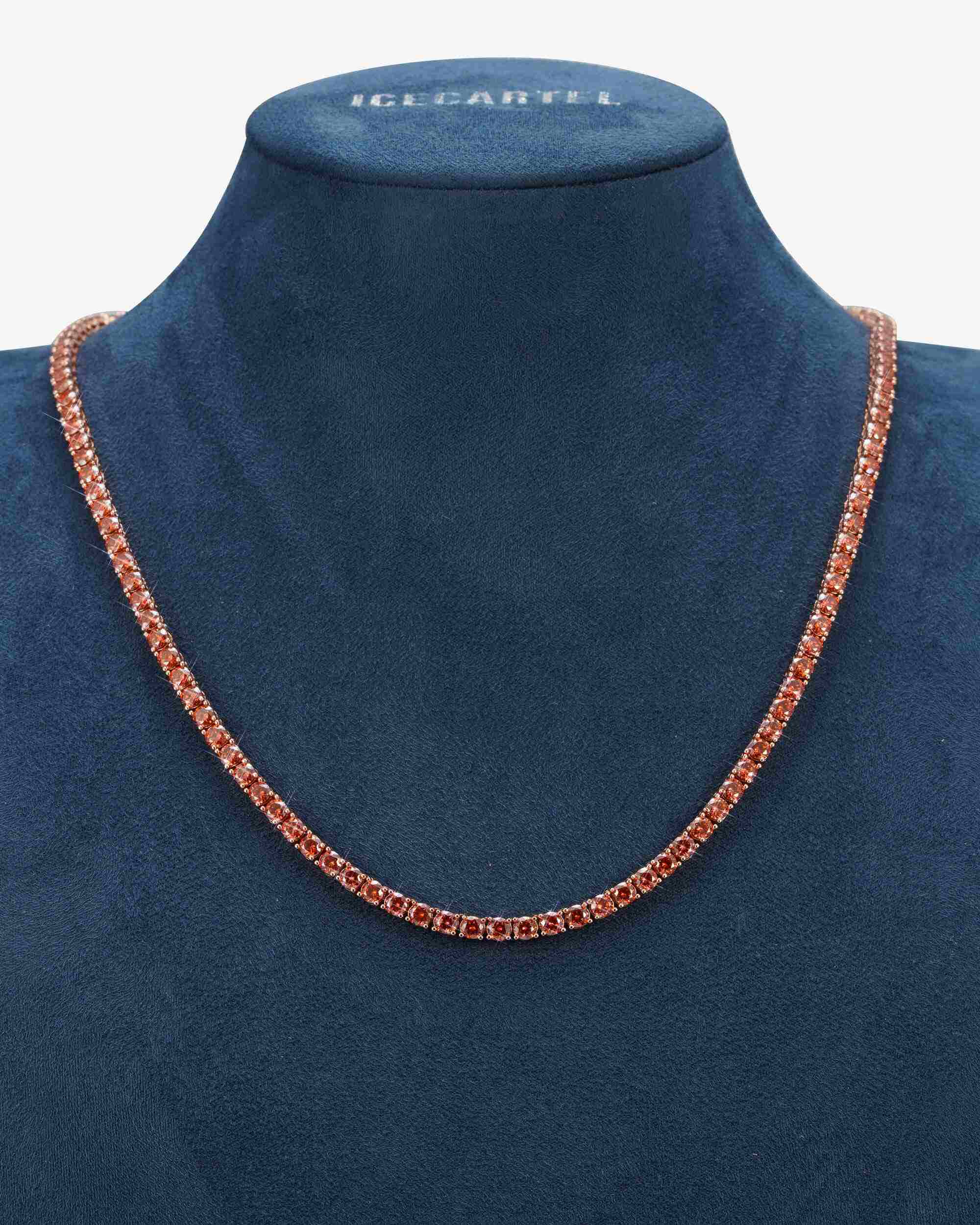 4MM Red Moissanite Tennis Chain 14K Gold (view 4 of 7)