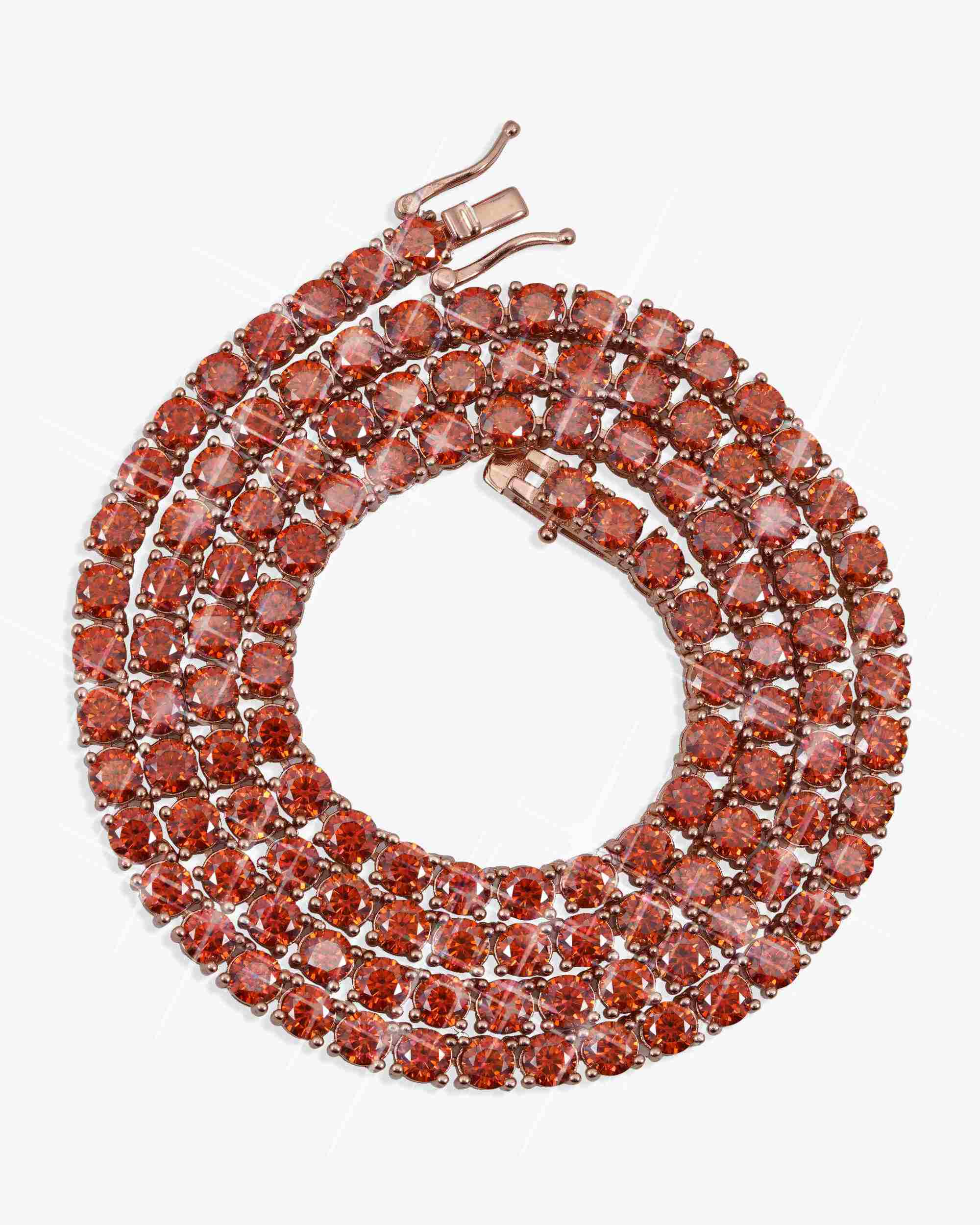 4MM Red Moissanite Tennis Chain 14K Gold (view 6 of 7)