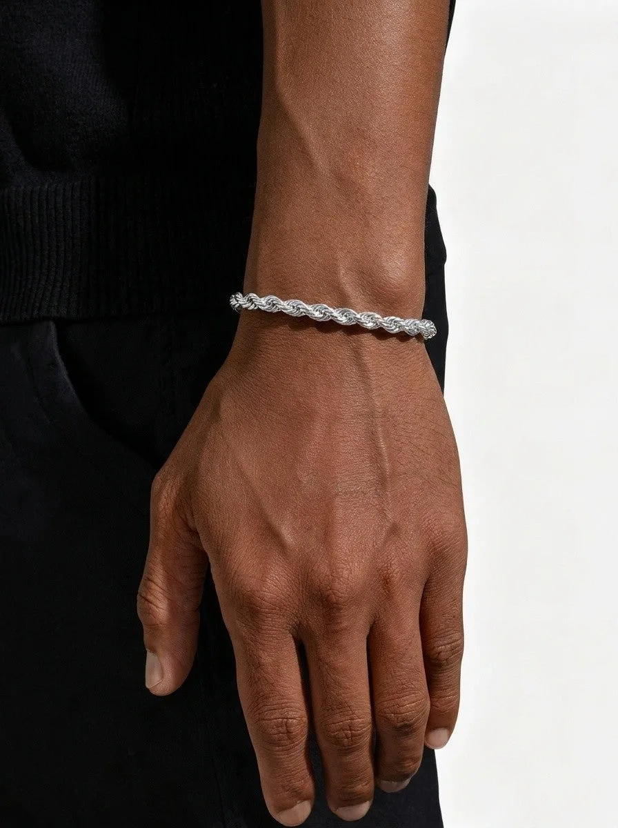 4MM Rope Chain and Bracelet Bundle Silver (view 4 of 7)