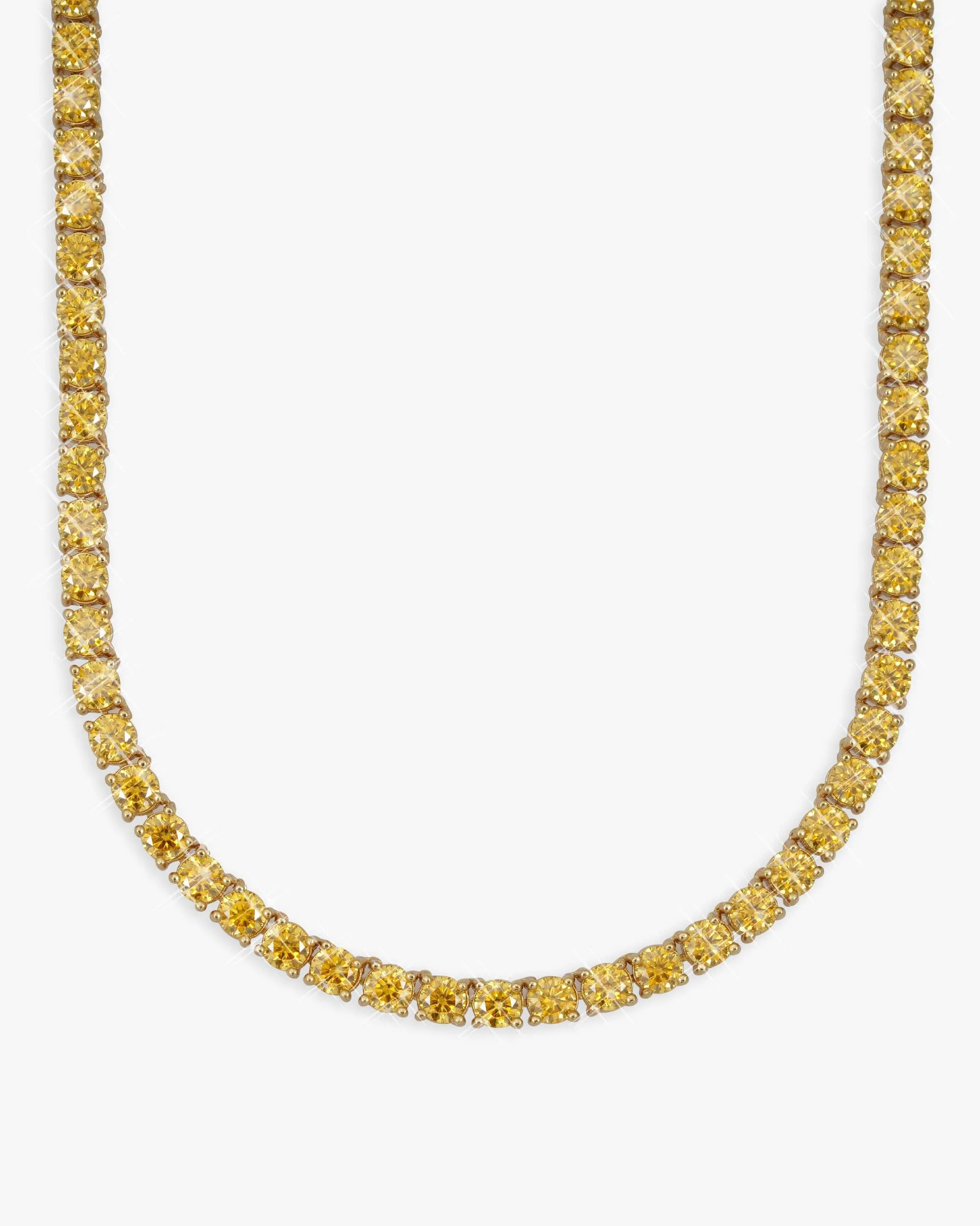 4MM Yellow Moissanite Tennis Chain - in white gold