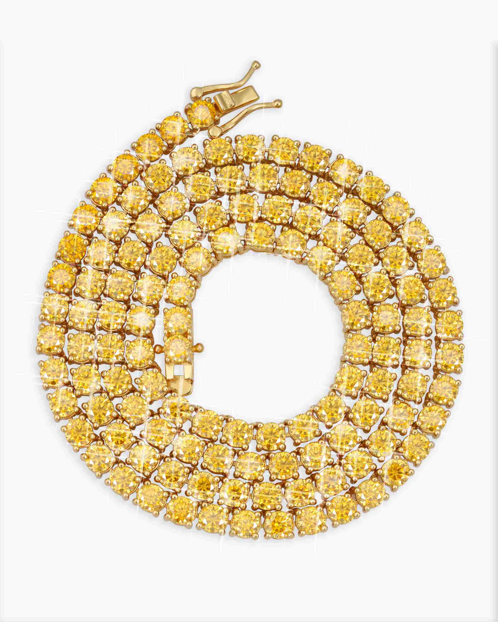 4MM Yellow Moissanite Tennis Chain - in white gold (view 4 of 5)