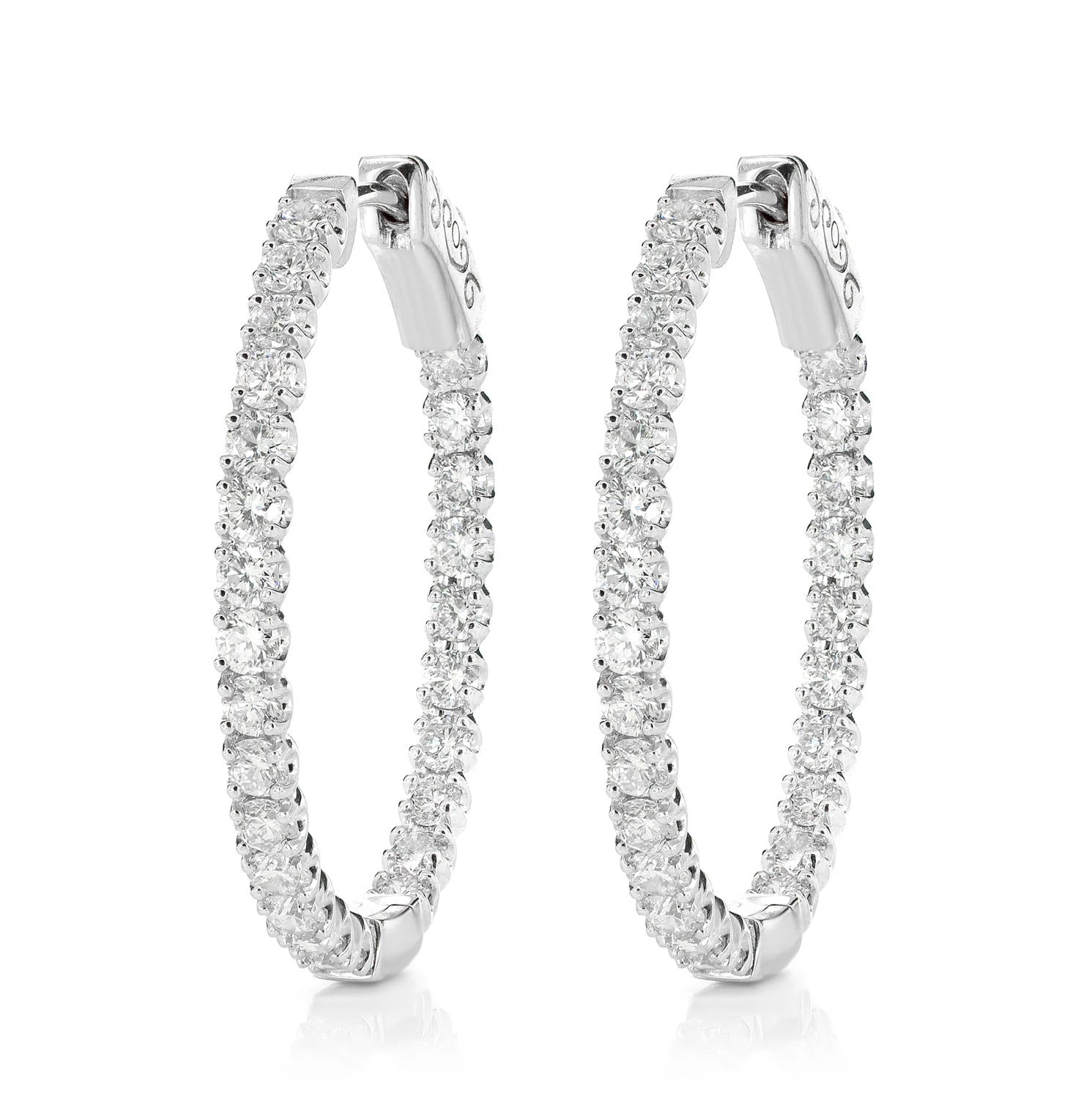 4pt Diamond Inside Outside Hoop Earrings - in yellow gold (view 3 of 6)