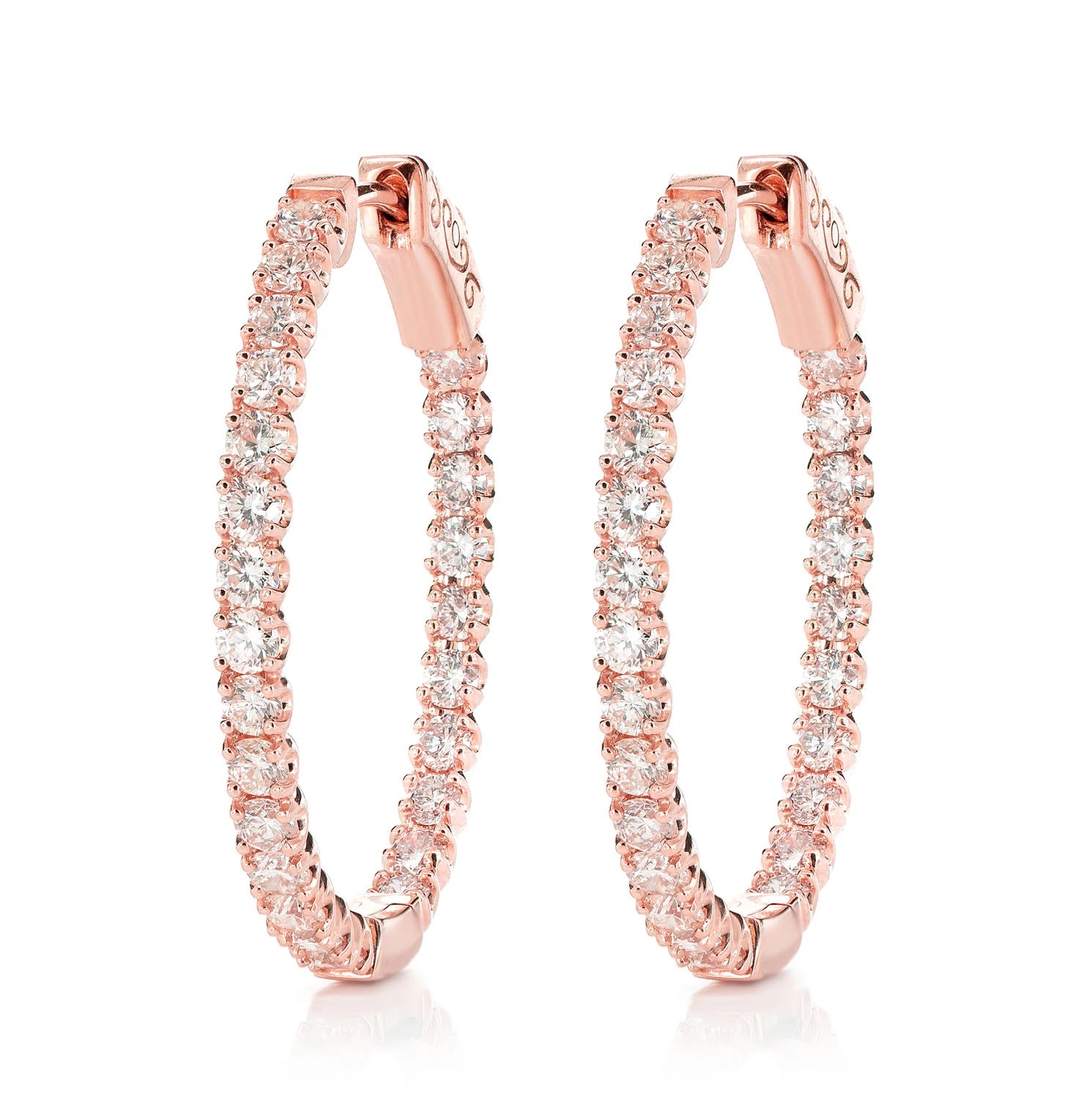4pt Diamond Inside Outside Hoop Earrings - in yellow gold (view 5 of 6)