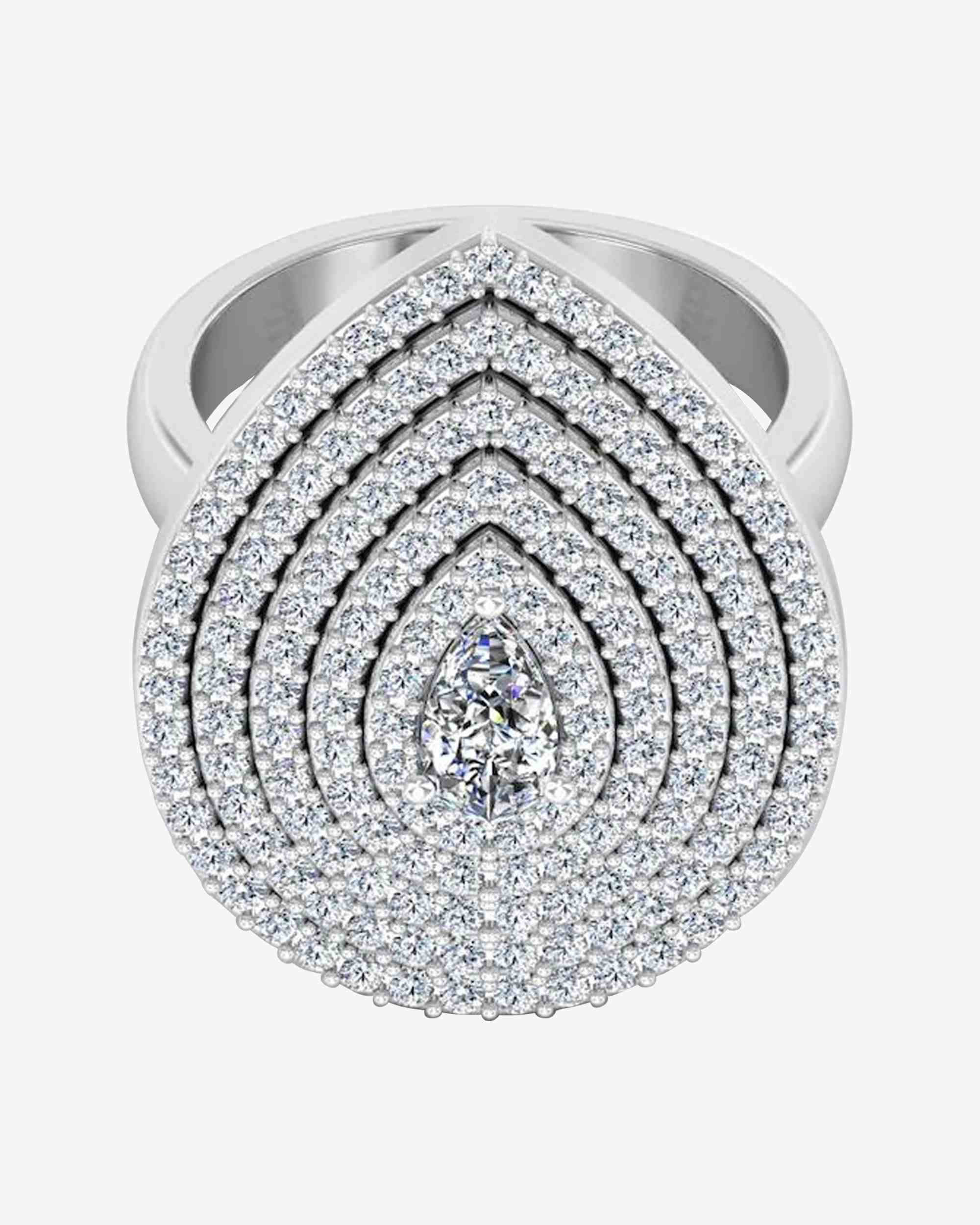5-Row Pear Cluster Moissanite Engagement Ring - in 14k gold (view 2 of 6)