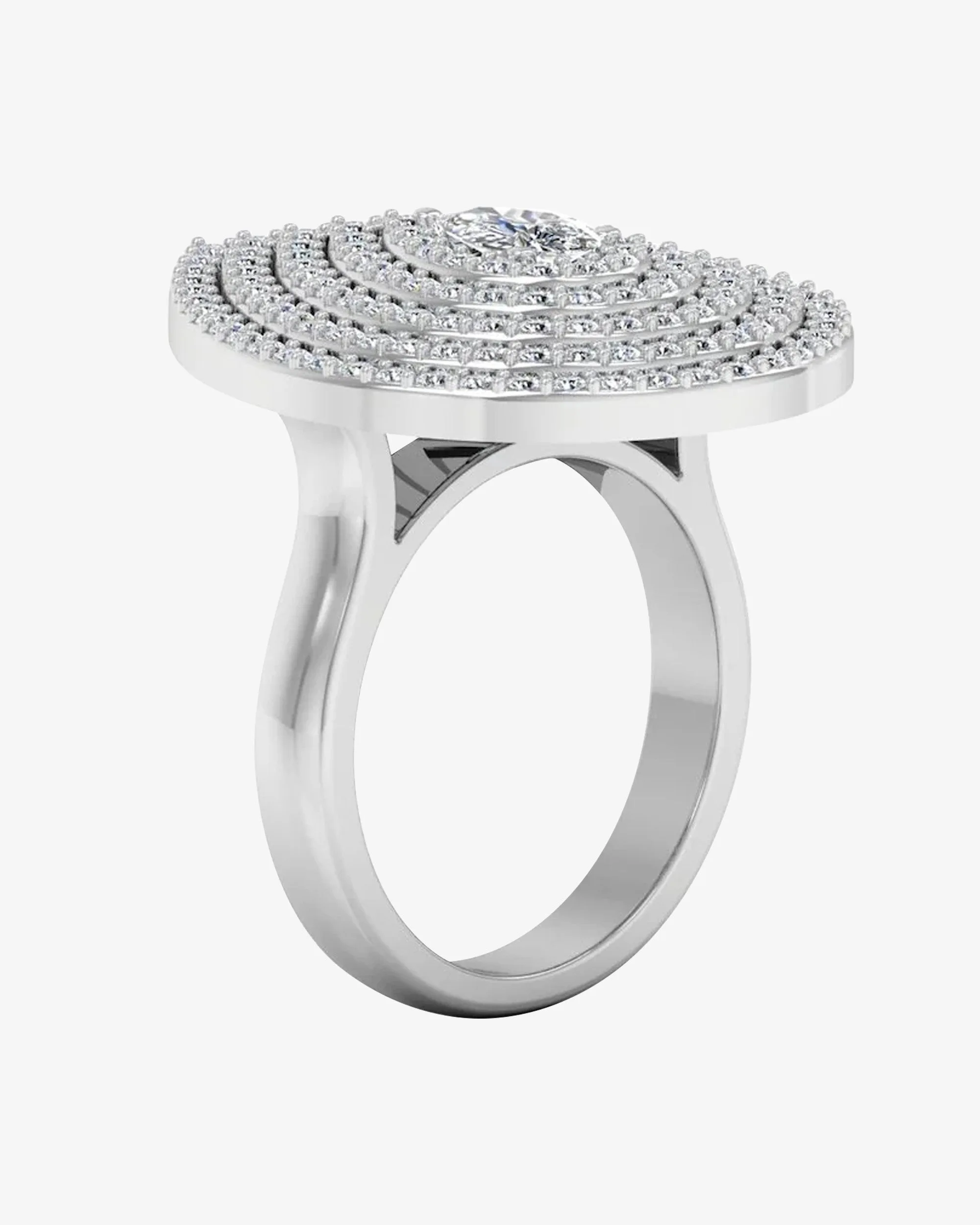 5-Row Pear Cluster Moissanite Engagement Ring - in 14k gold (view 3 of 6)