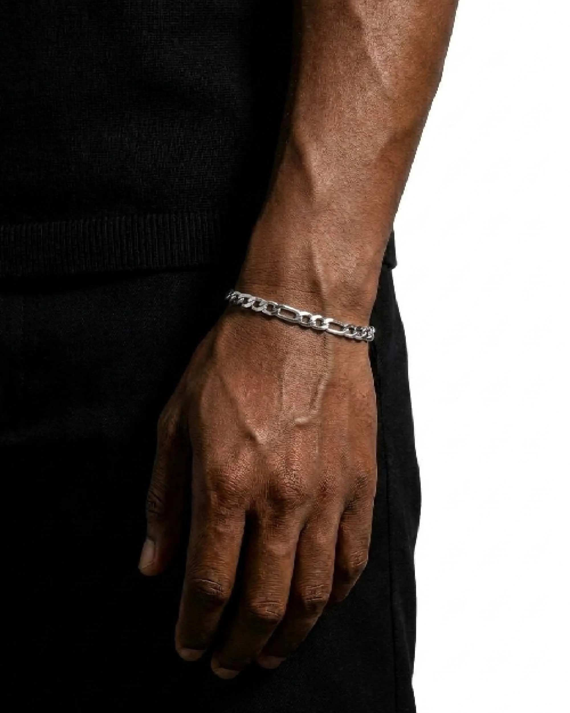 5MM Figaro Bracelet Silver - chain (view 2 of 4)