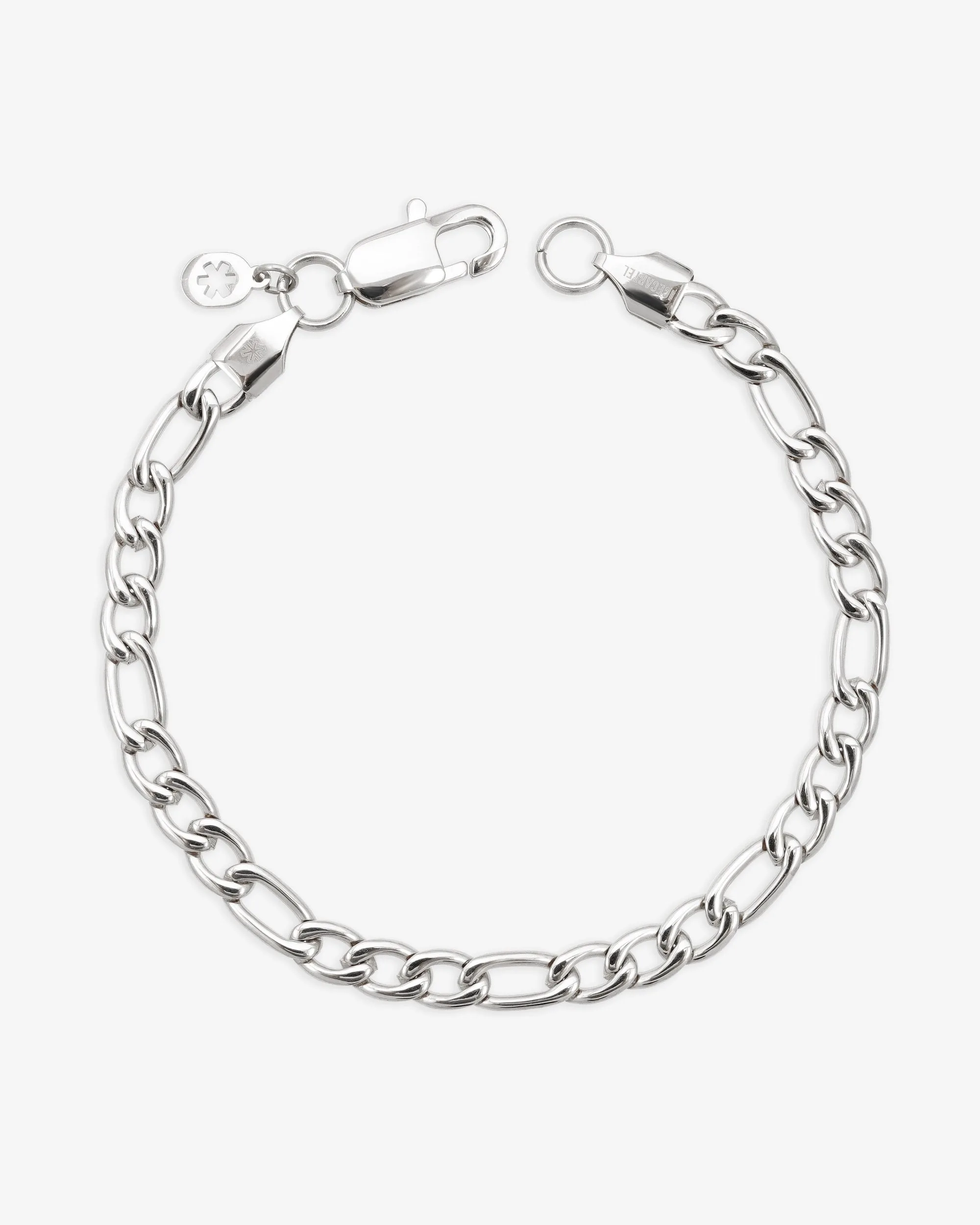 5MM Figaro Chain and Bracelet Bundle Silver (view 7 of 7)