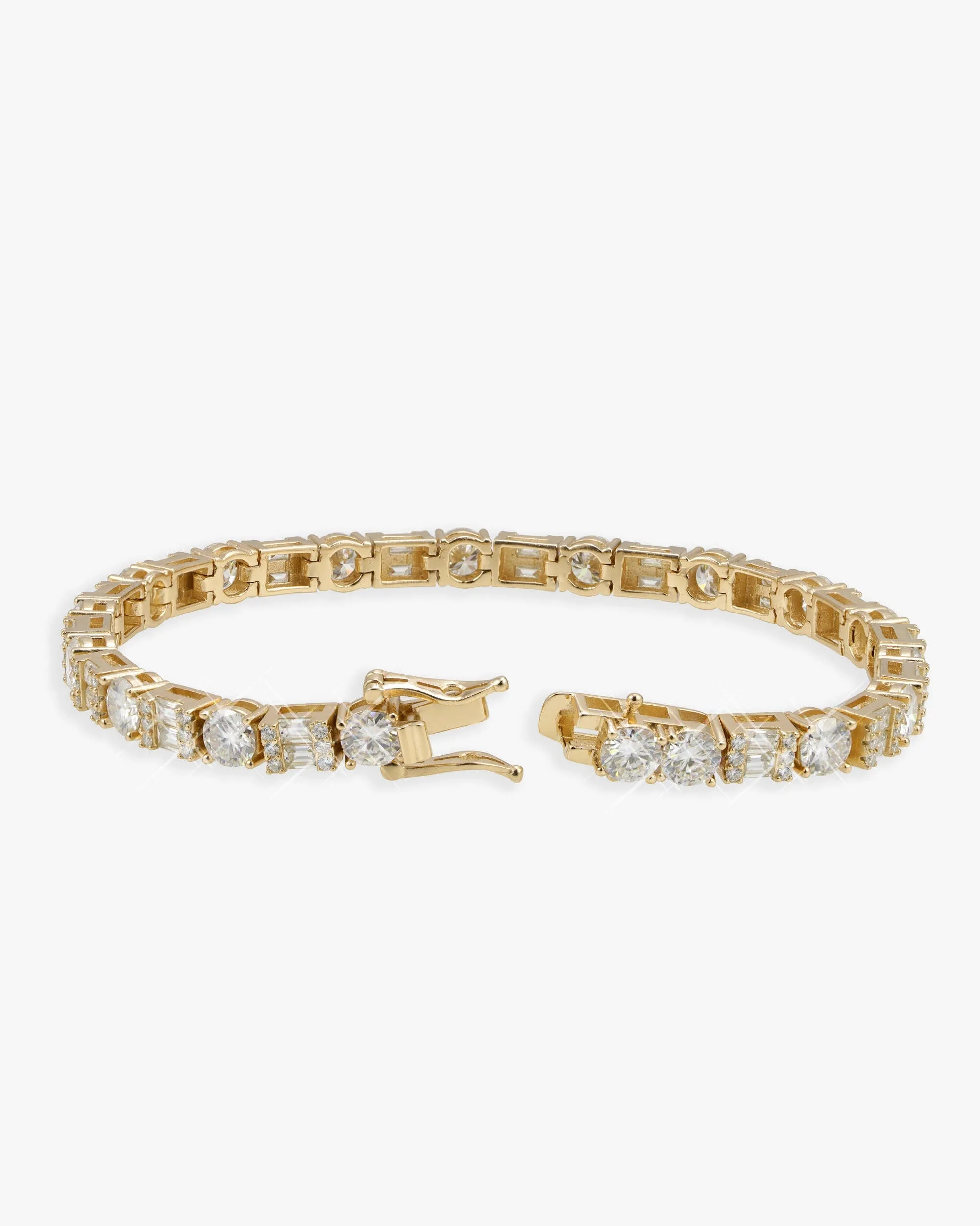 5MM Hybrid Cut Moissanite Tennis Bracelet 14K Gold (view 8 of 13)