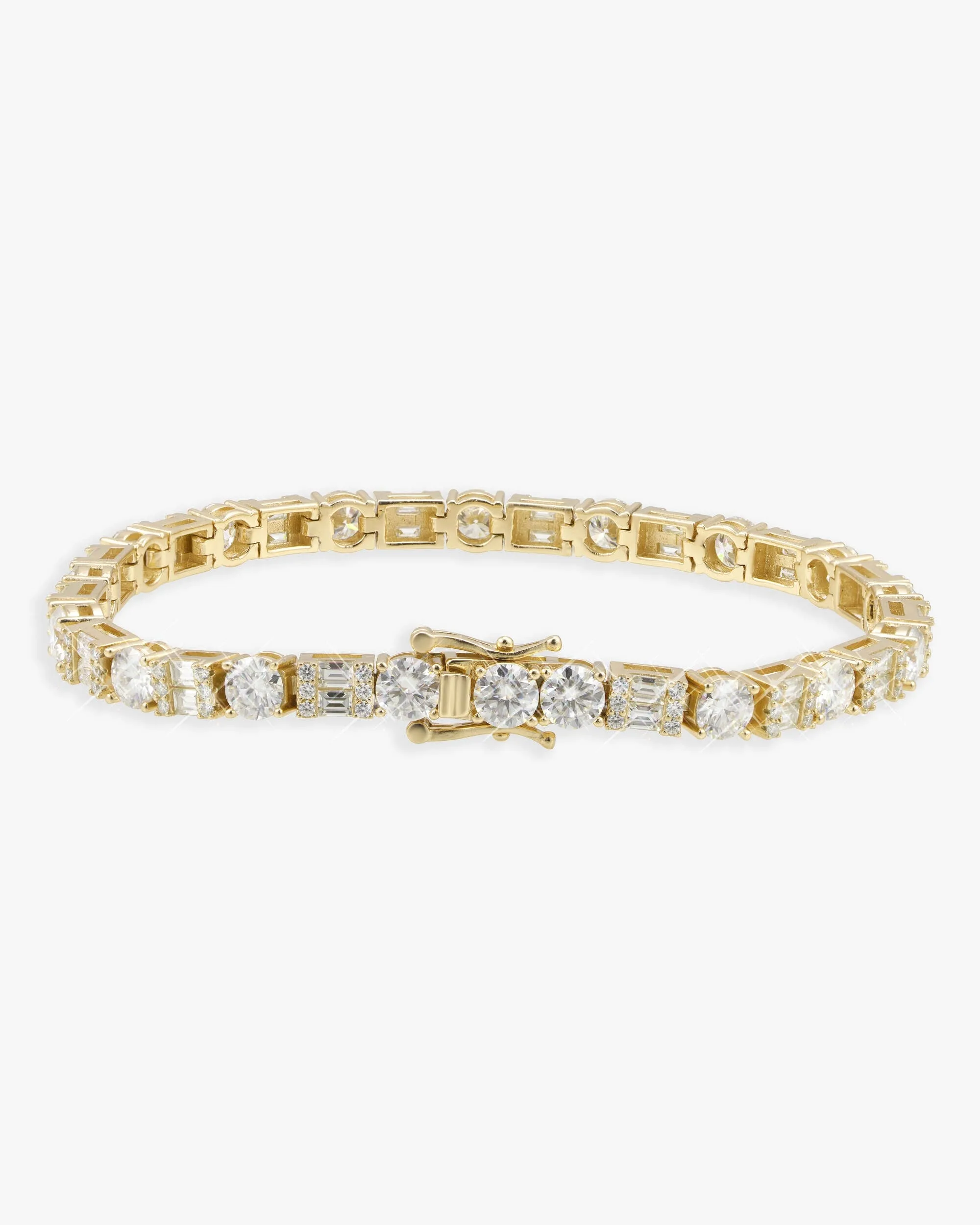 5MM Hybrid Cut Moissanite Tennis Bracelet 14K Gold (view 9 of 13)