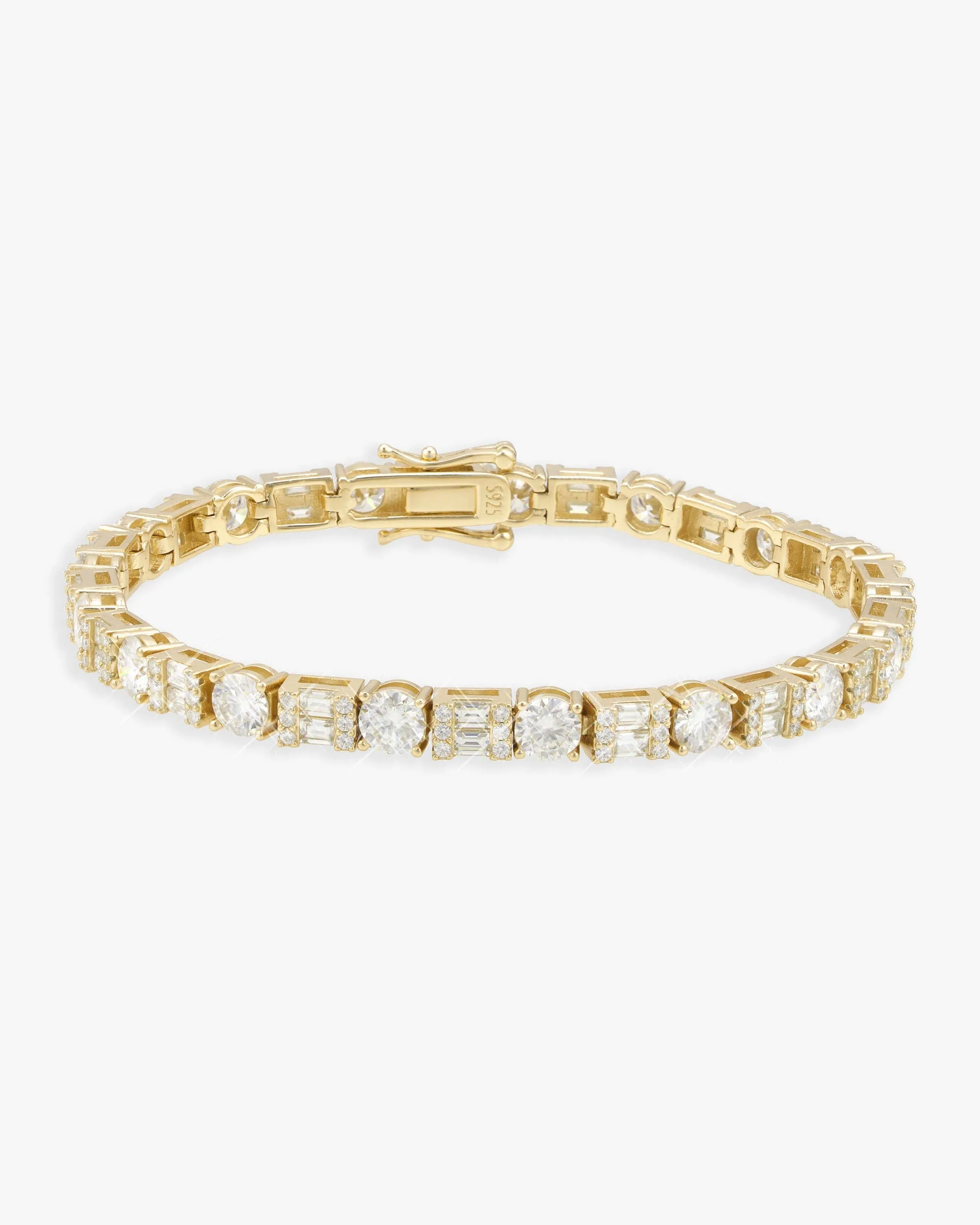 5MM Hybrid Cut Moissanite Tennis Bracelet 14K Gold (view 10 of 13)