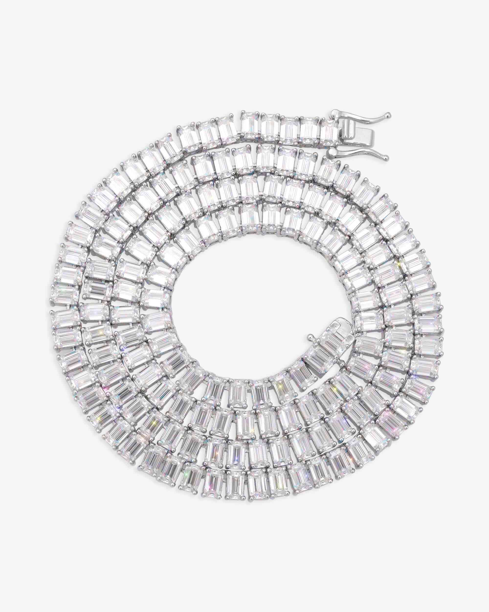 5MM Moissanite Baguette Tennis Chain - in white gold (view 3 of 4)