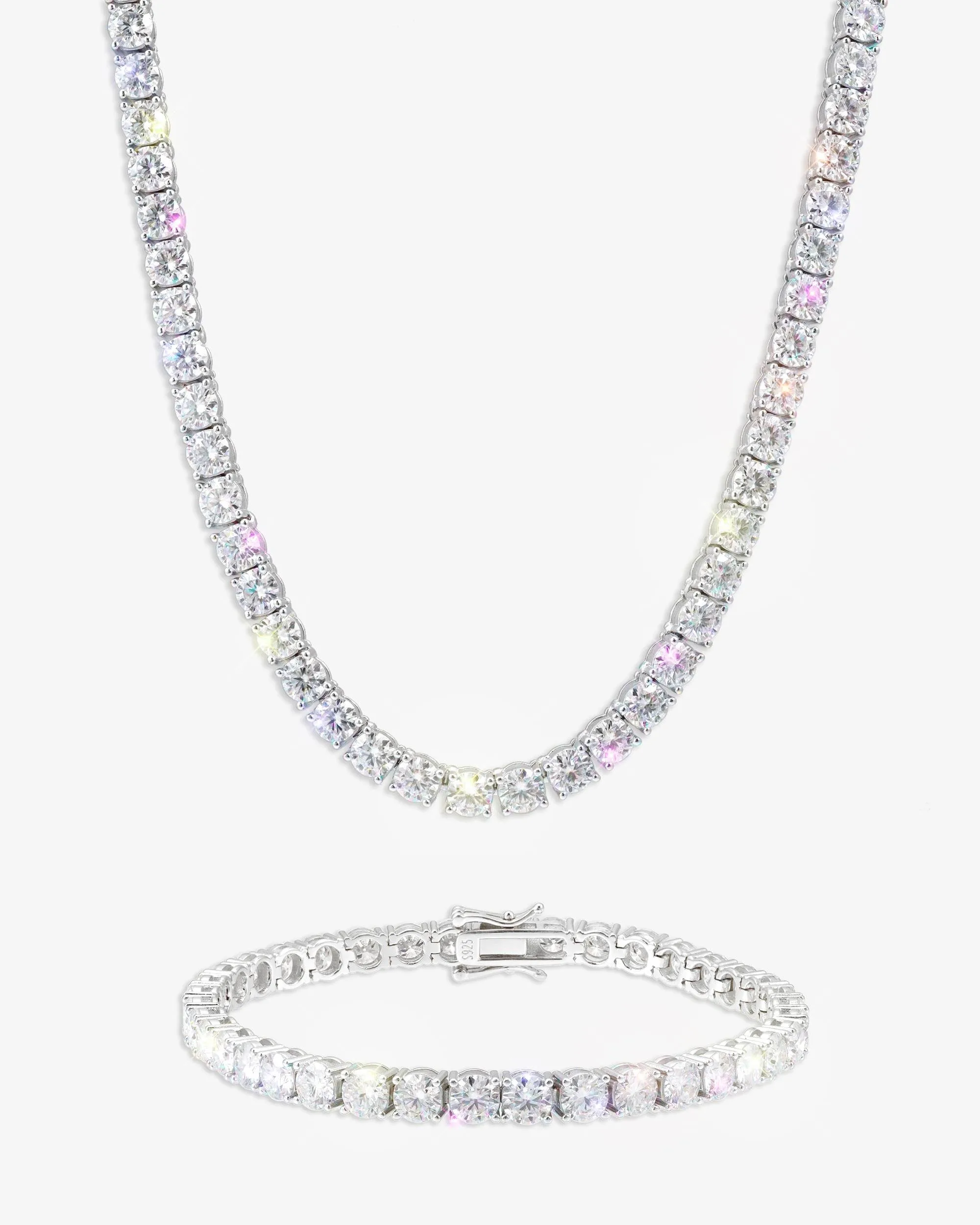 5MM Moissanite Tennis Chain/Bracelet Bundle 14K Gold