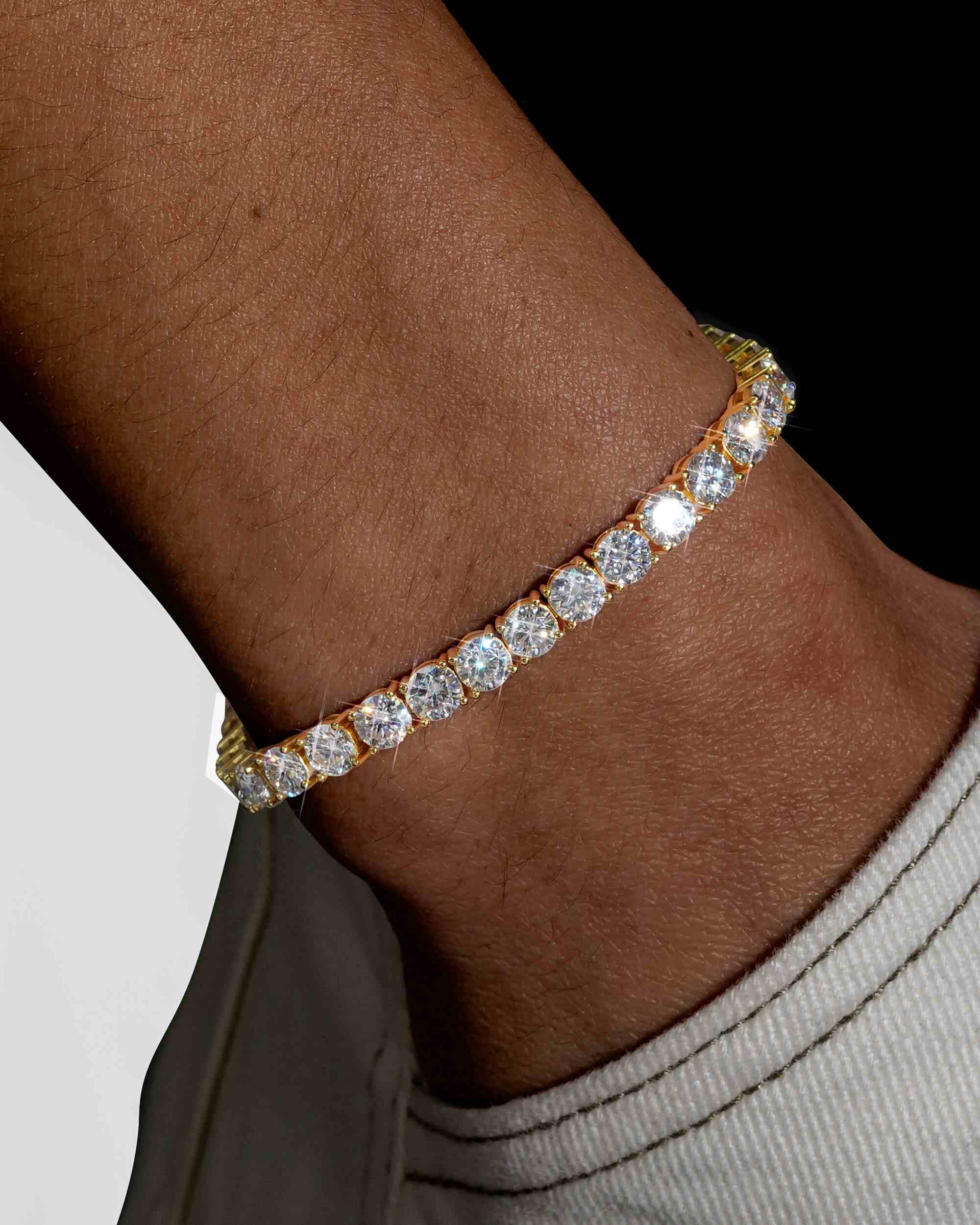 5MM Moissanite Tennis Chain/Bracelet Bundle 14K Gold (view 10 of 31)