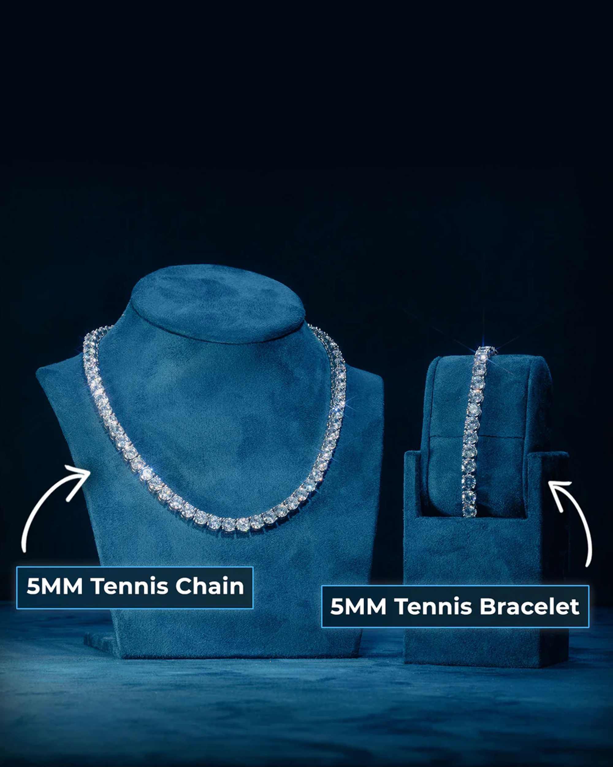 5MM Tennis Chain and Bracelet Bundle 14K Gold (view 4 of 13)