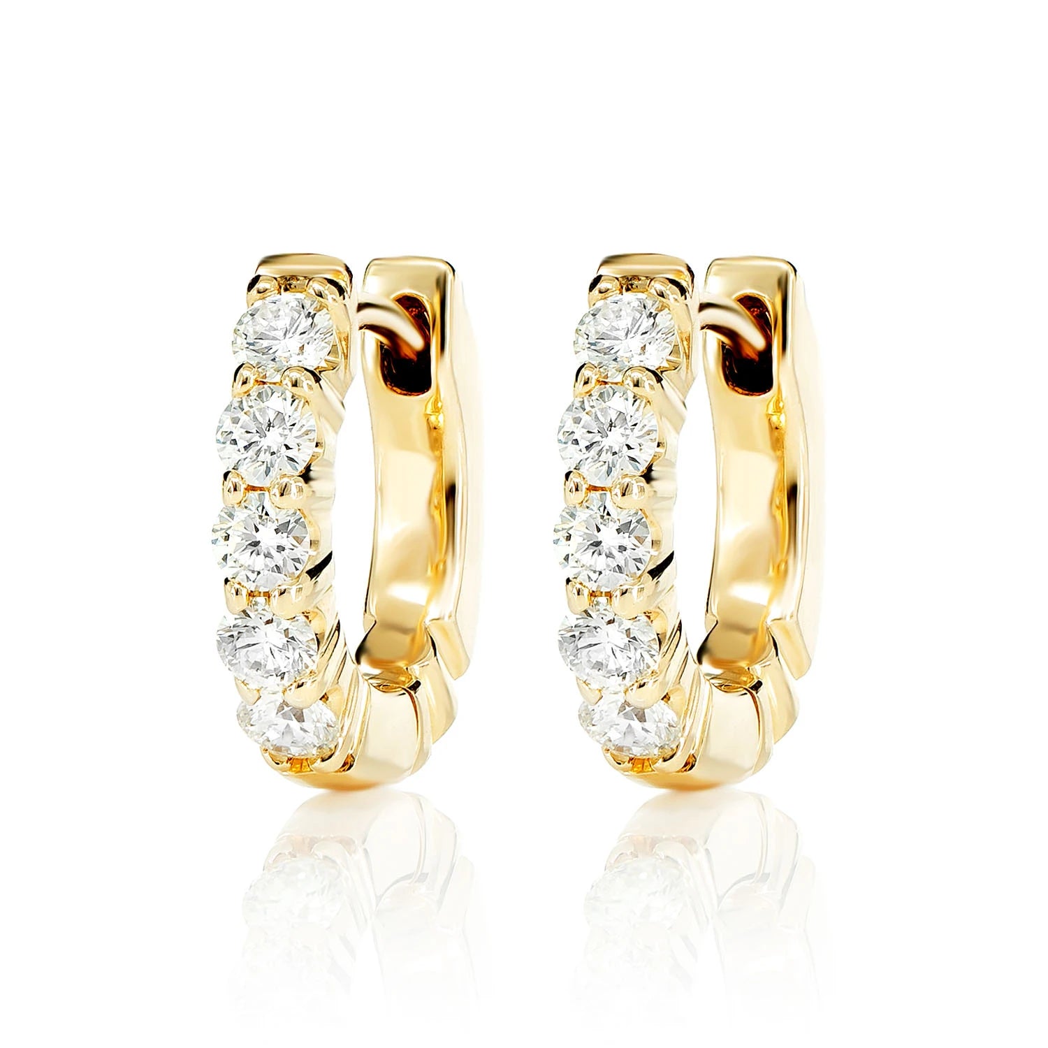 5pt Diamond Hoop Earrings - in yellow gold