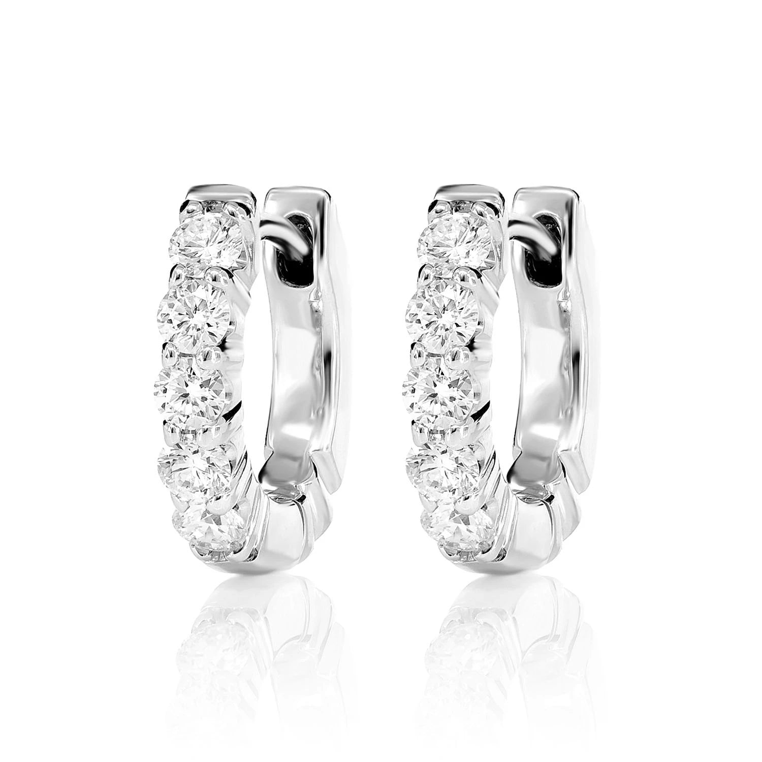 5pt Diamond Hoop Earrings - in yellow gold (view 3 of 6)