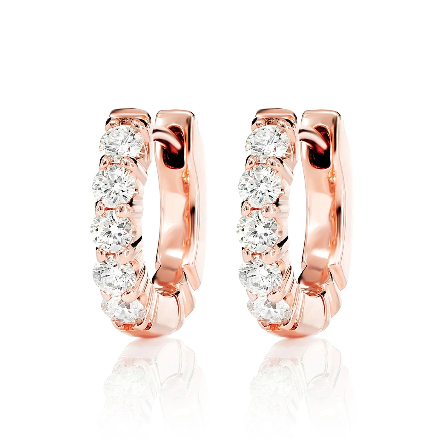 5pt Diamond Hoop Earrings - in yellow gold (view 5 of 6)