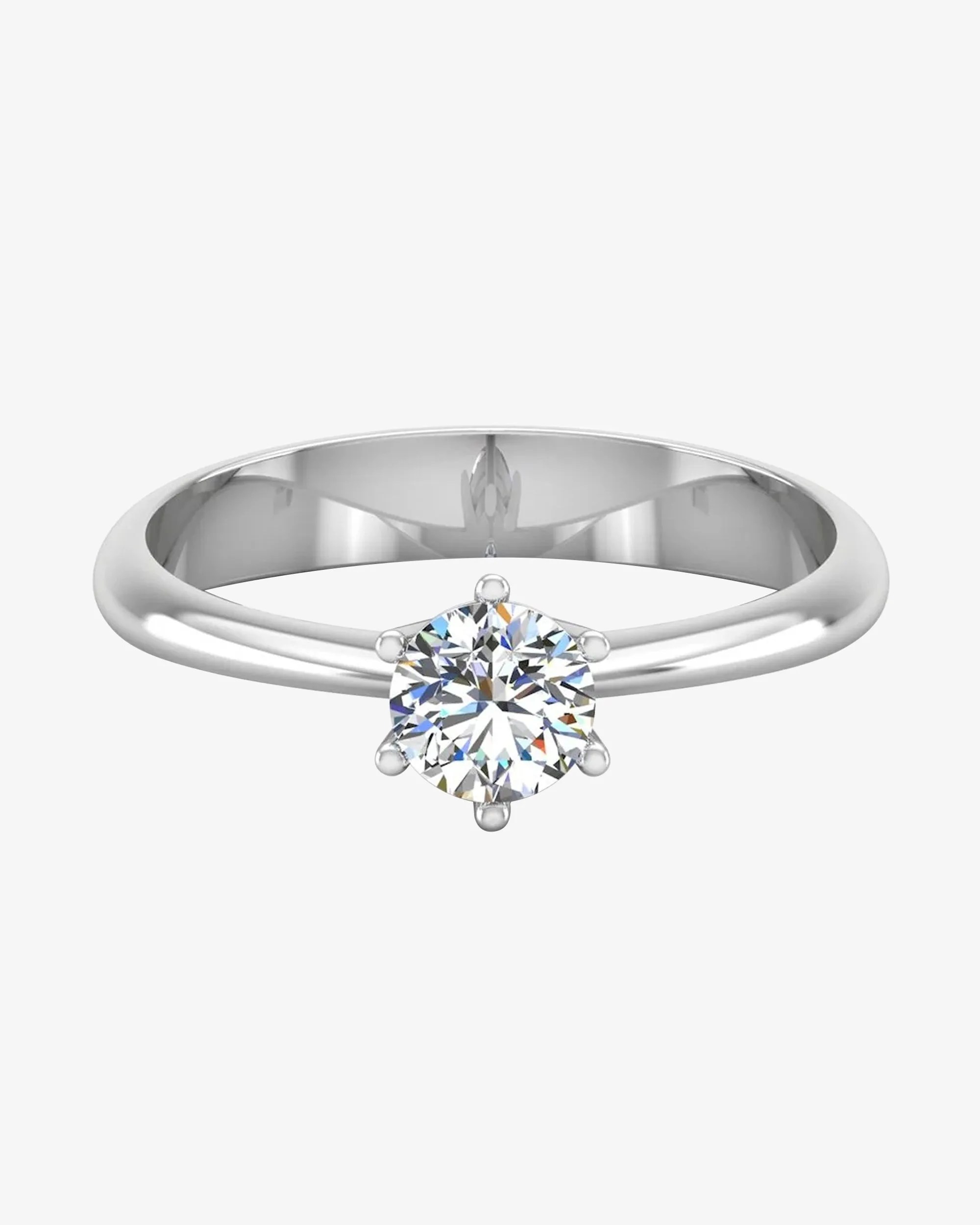 6 Prong Petite Moissanite Round Solitaire Engagement Ring - in 14k gold (view 2 of 7)