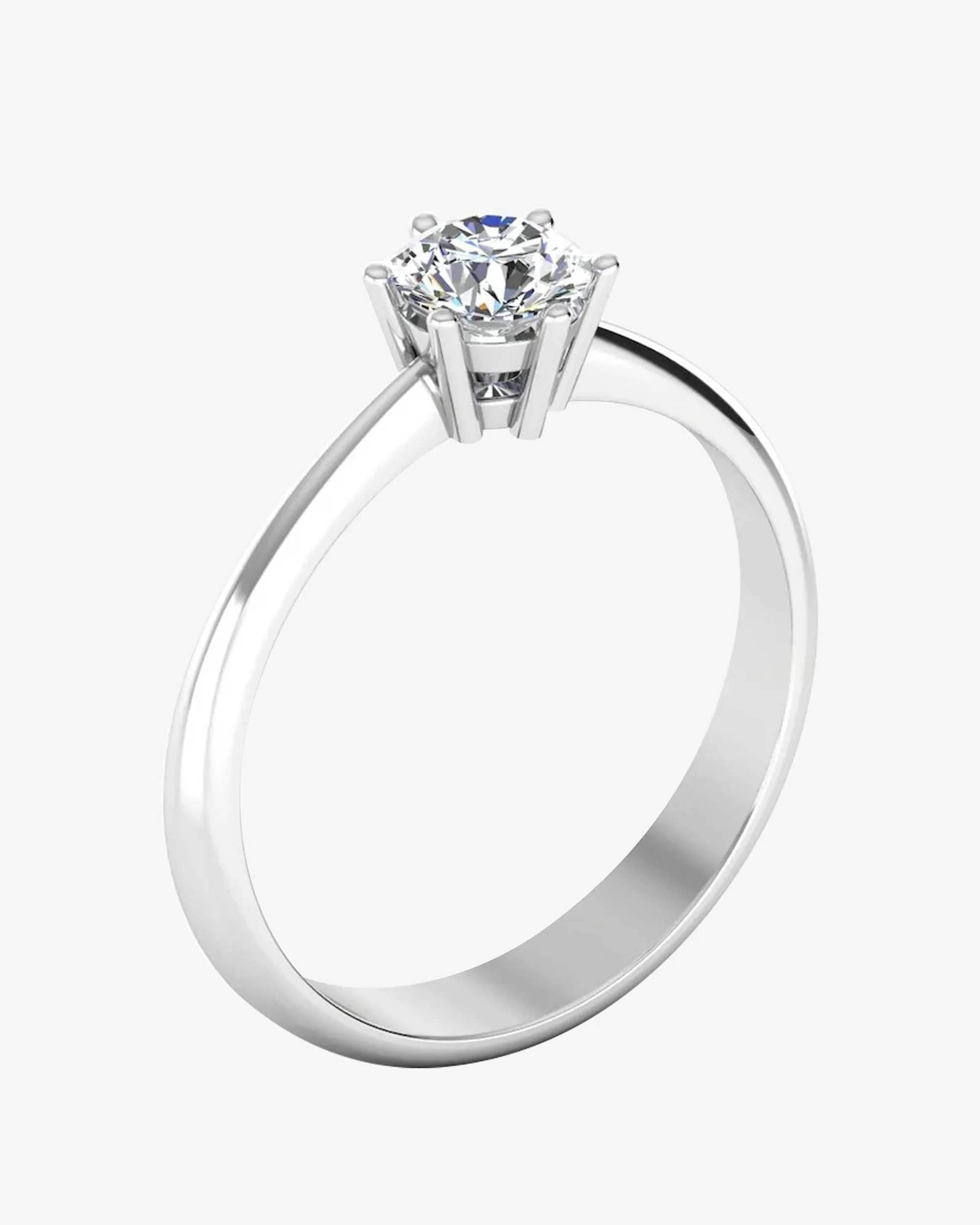 6 Prong Petite Moissanite Round Solitaire Engagement Ring - in 14k gold (view 3 of 7)