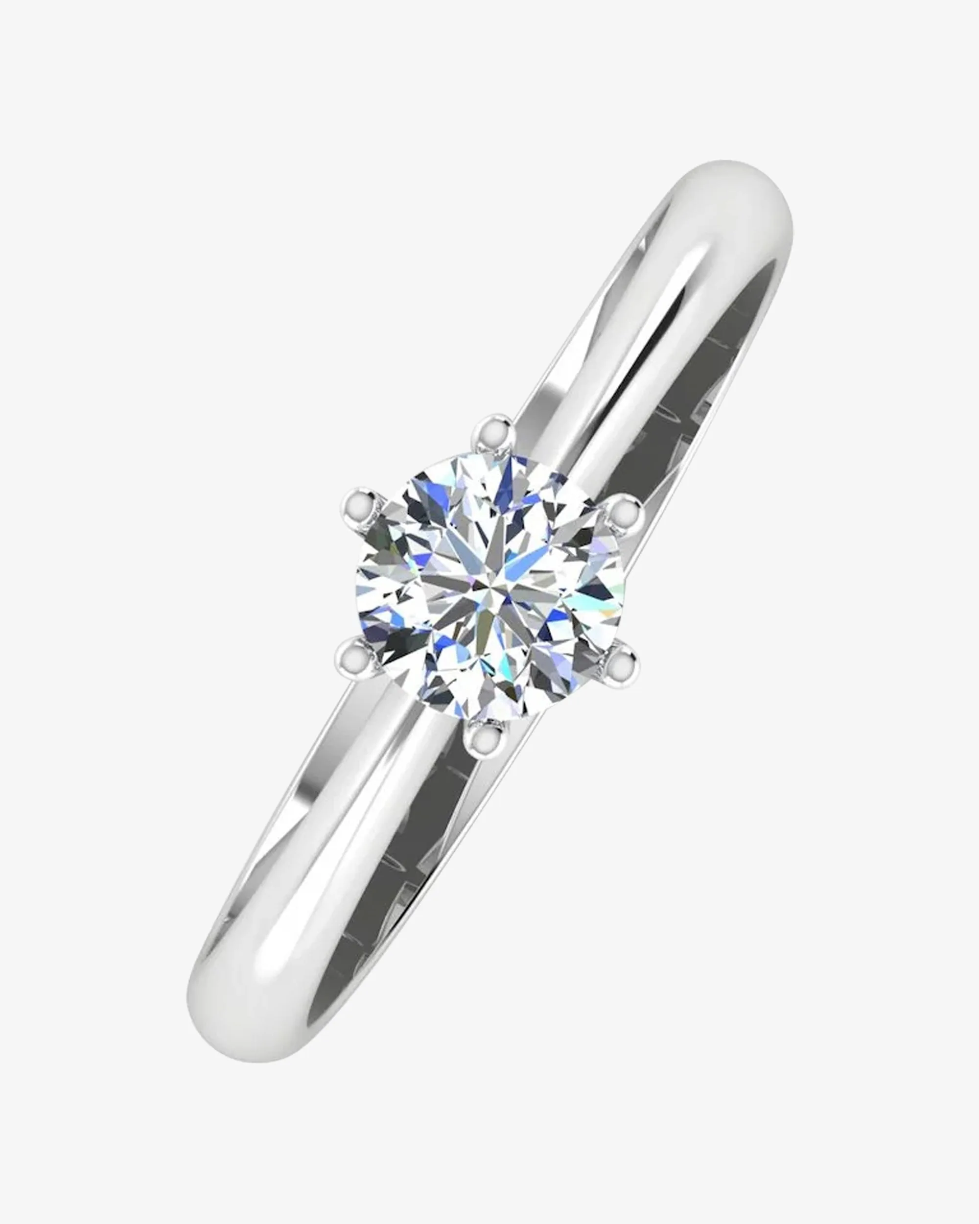 6 Prong Petite Moissanite Round Solitaire Engagement Ring - in 14k gold (view 4 of 7)