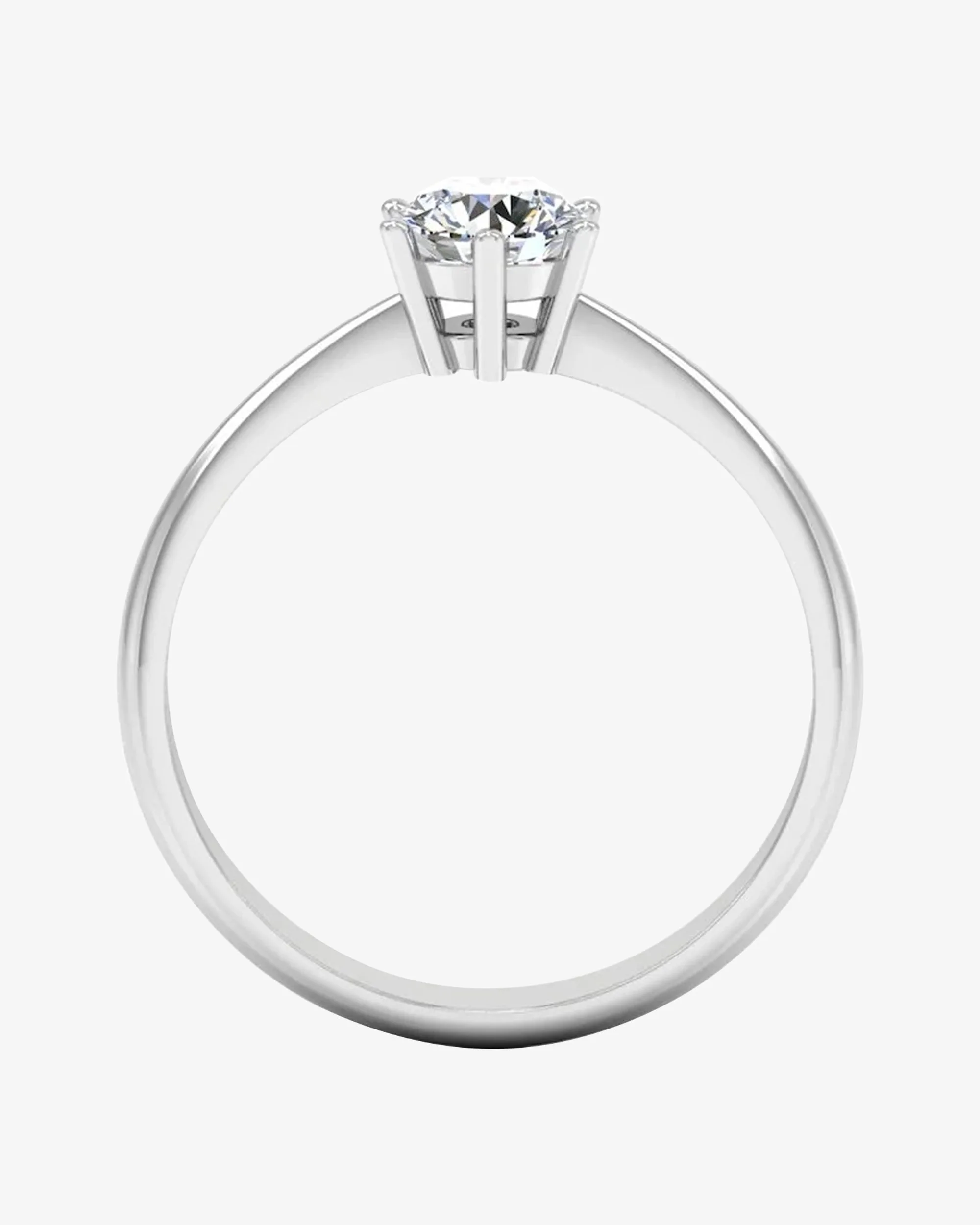 6 Prong Petite Moissanite Round Solitaire Engagement Ring - in 14k gold (view 5 of 7)