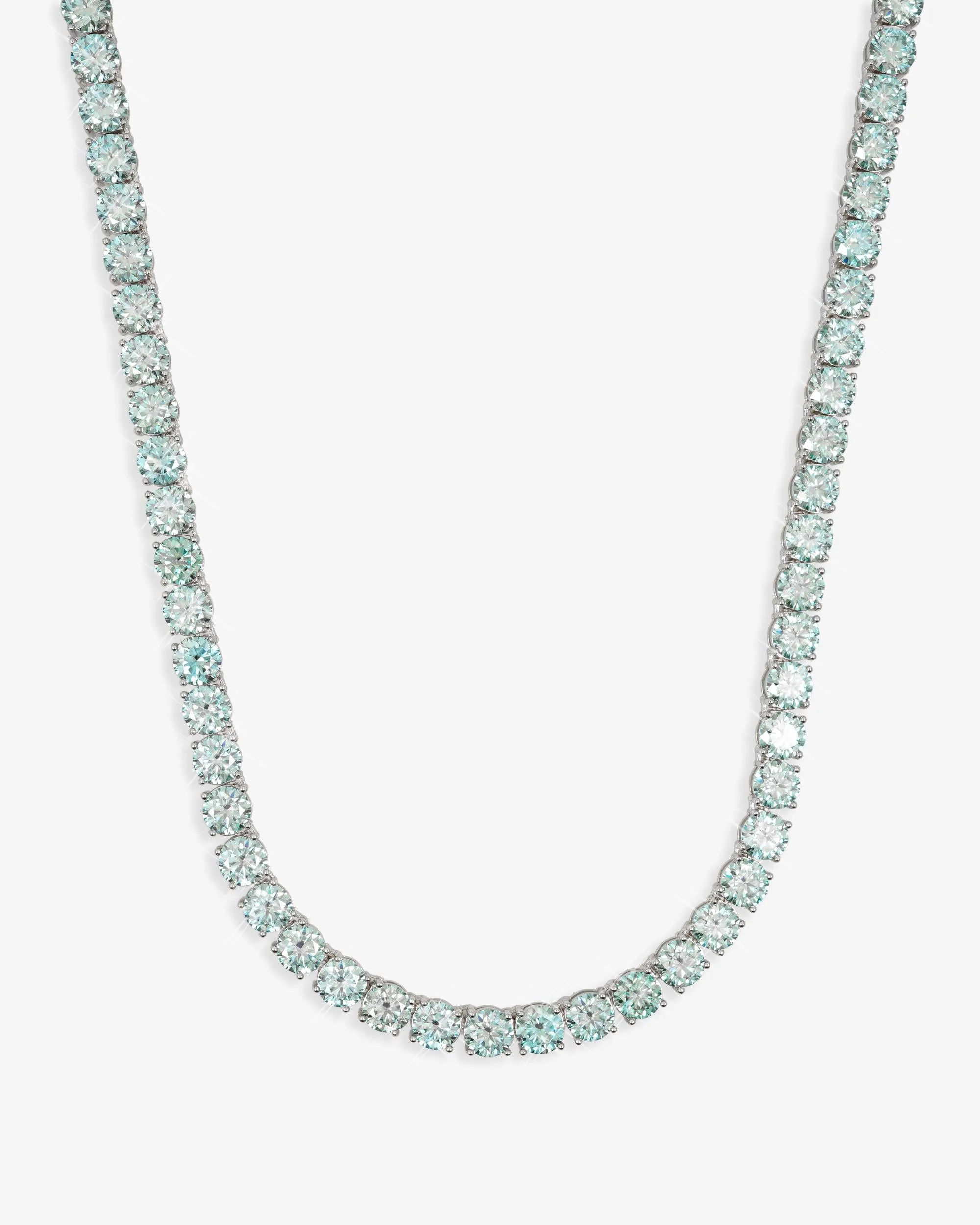 6MM Blue Moissanite Tennis Chain 14K Gold