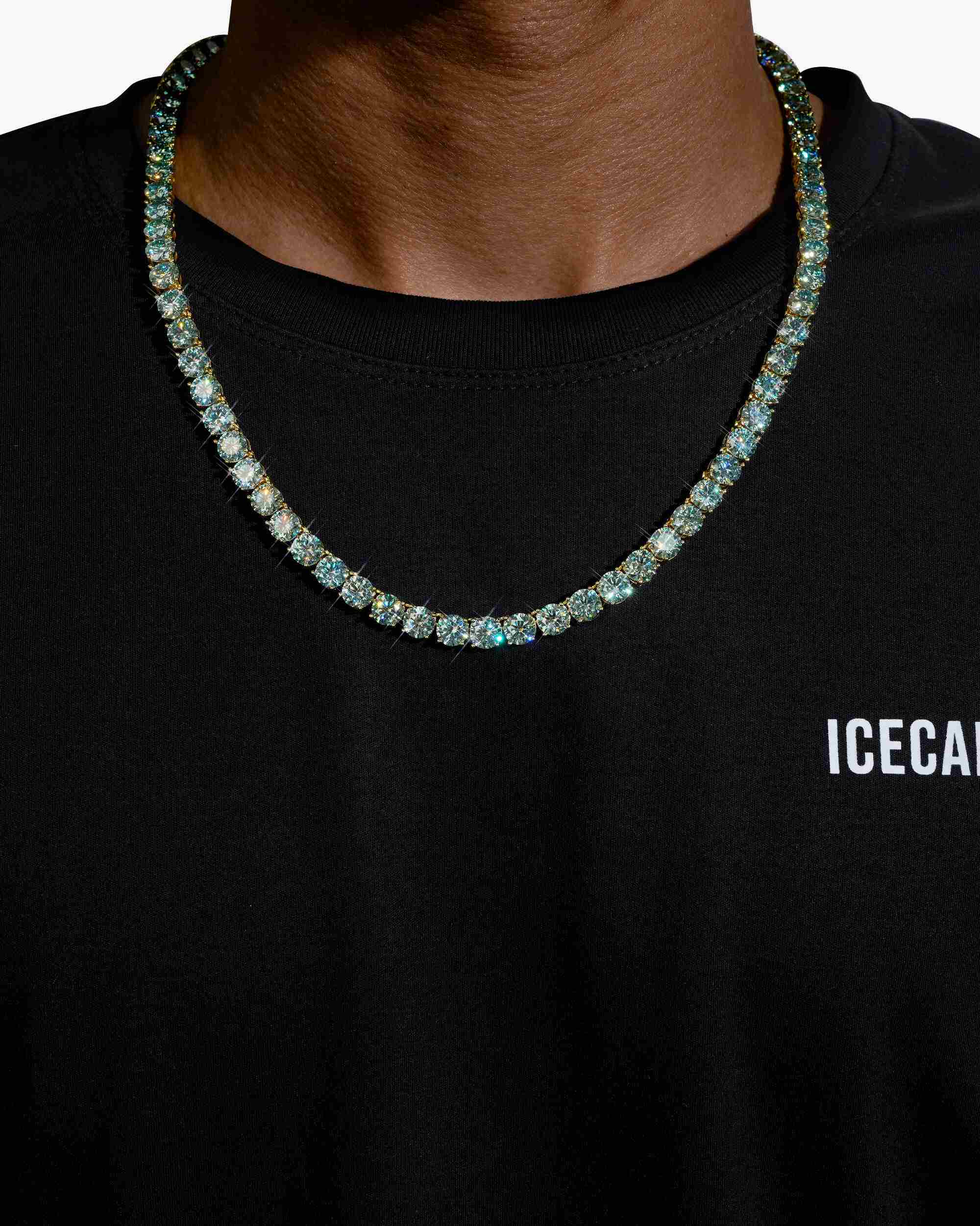 6MM Blue Moissanite Tennis Chain 14K Gold (view 9 of 13)