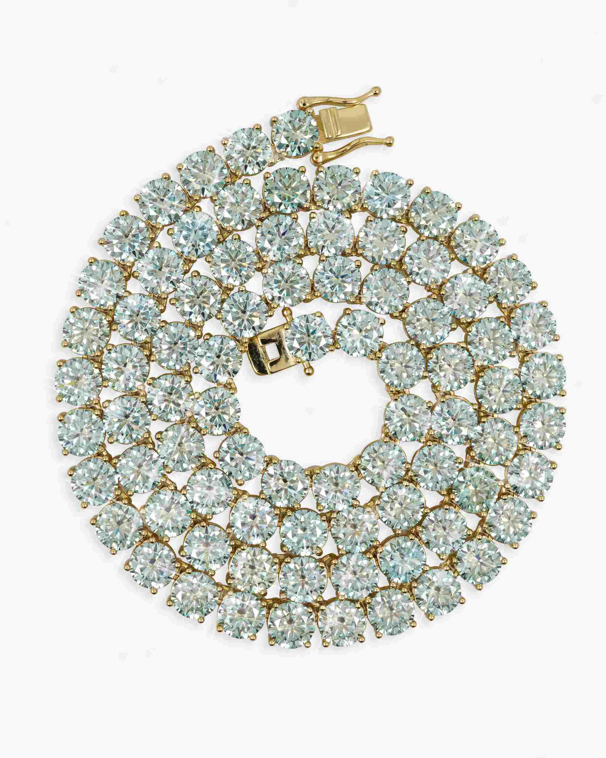 6MM Blue Moissanite Tennis Chain 14K Gold (view 12 of 13)