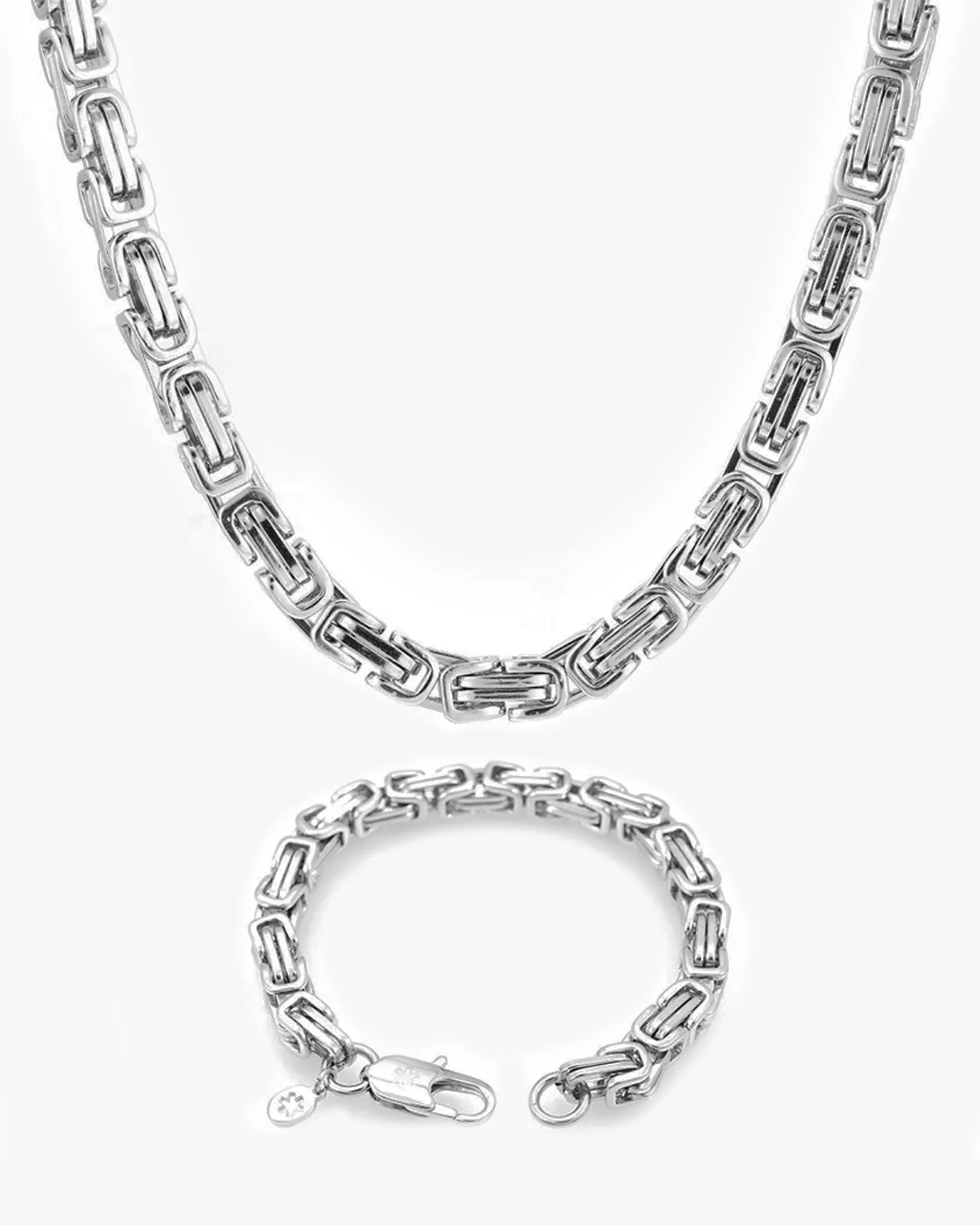 6MM Byzantine Chain and Bracelet Bundle Silver
