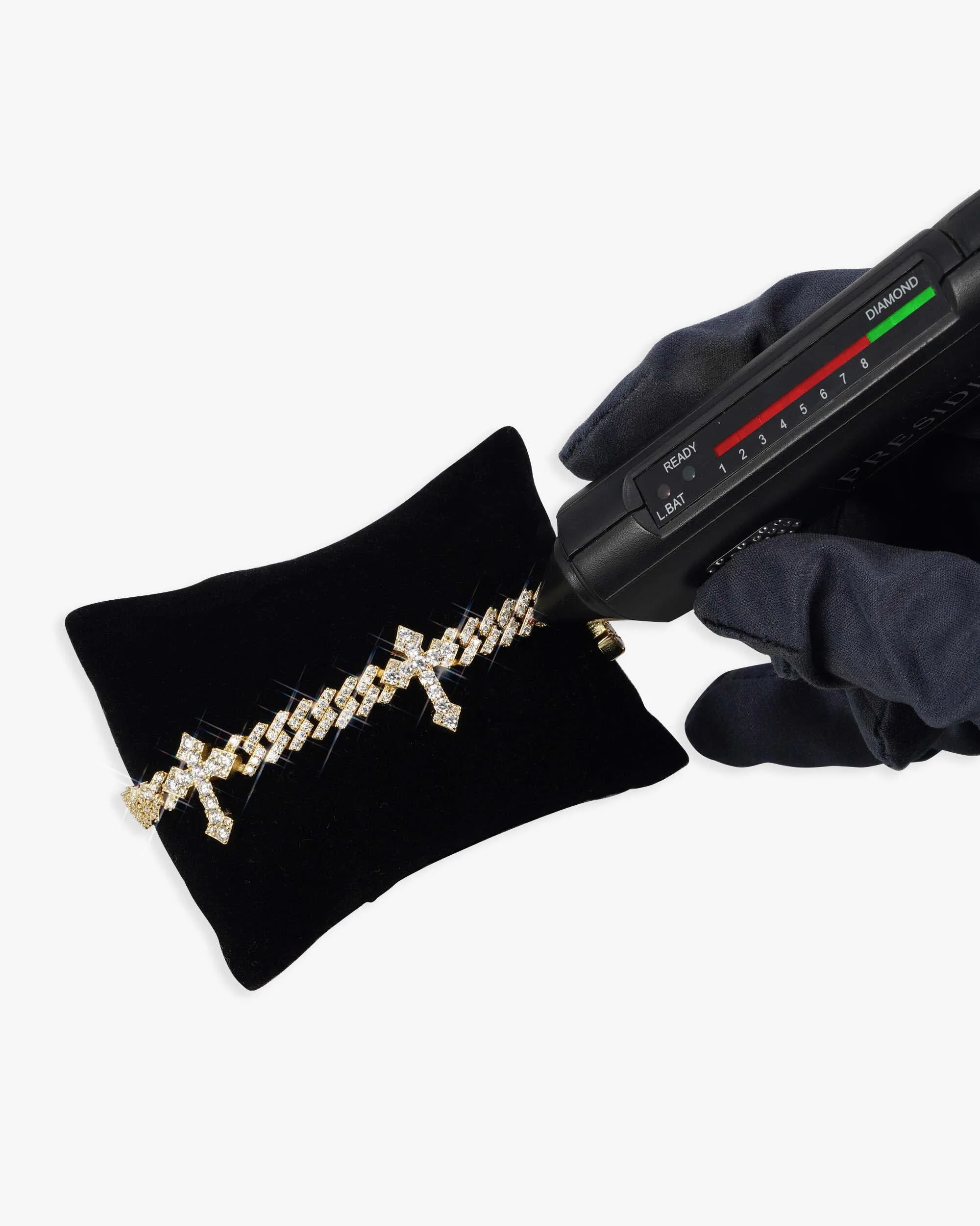 6MM Moissanite Cross Cuban Link Bracelet 14K Gold (view 6 of 6)