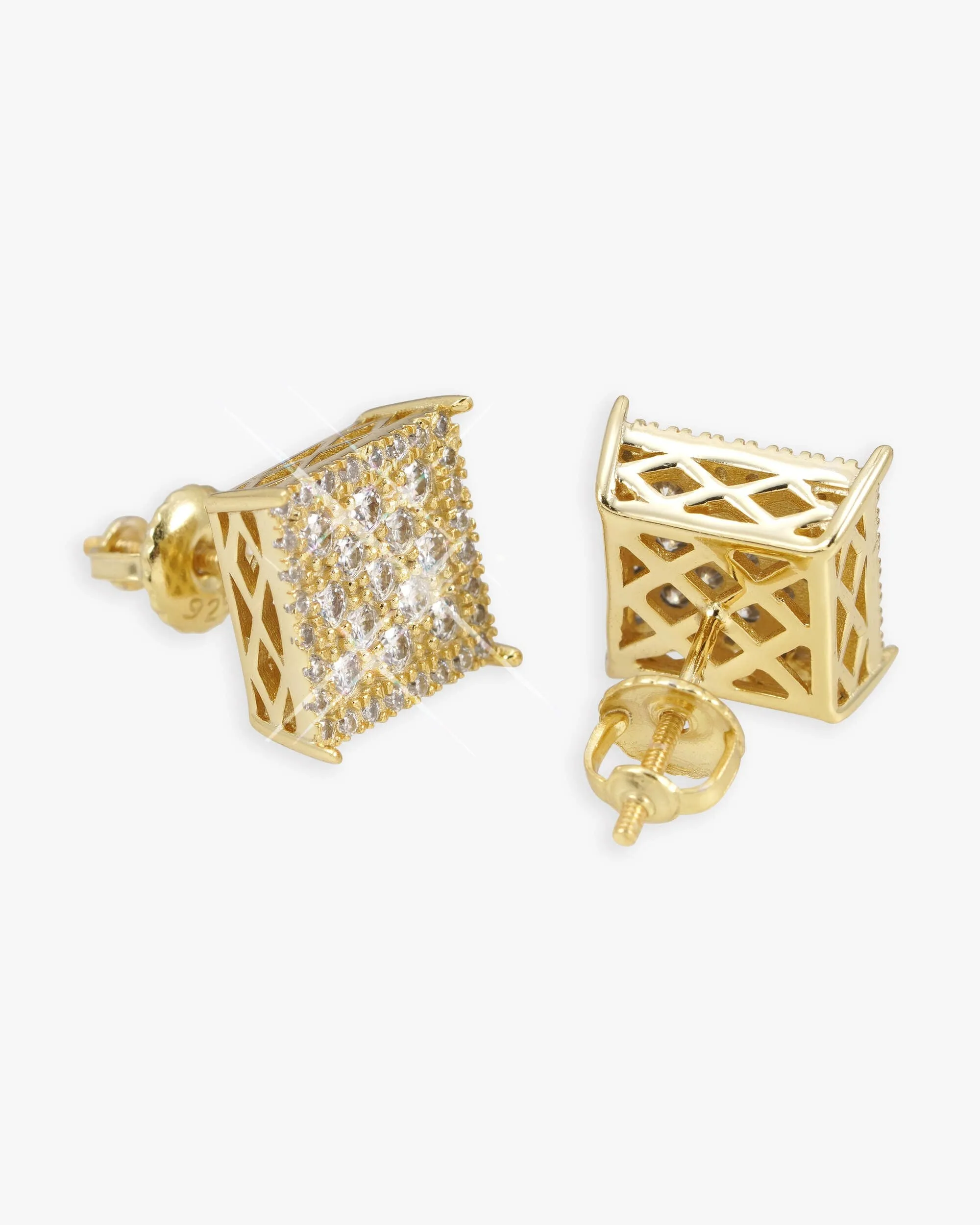 9MM Moissanite Square Earrings 14K Gold (view 3 of 6)