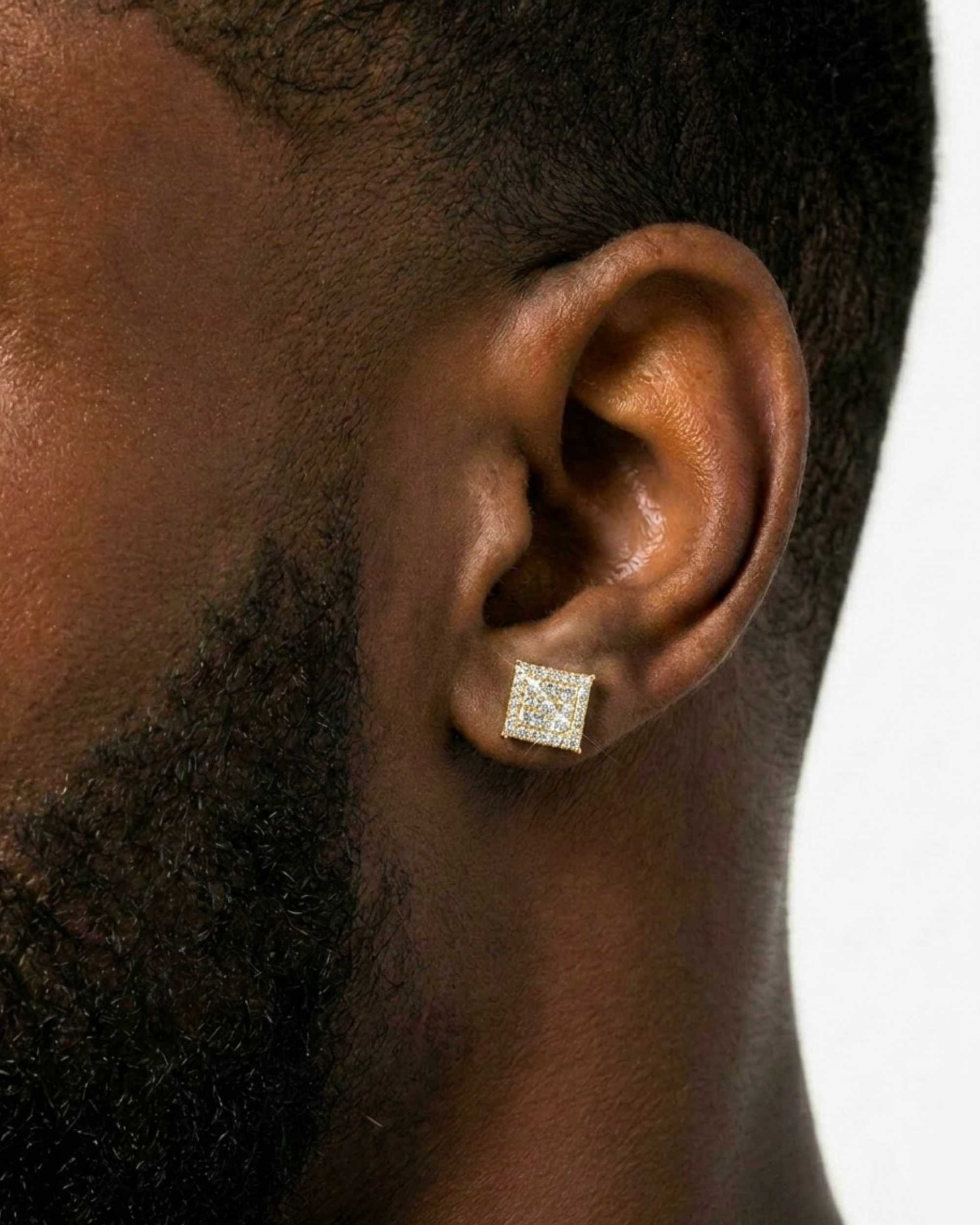 9MM Moissanite Square Earrings 14K Gold (view 4 of 6)