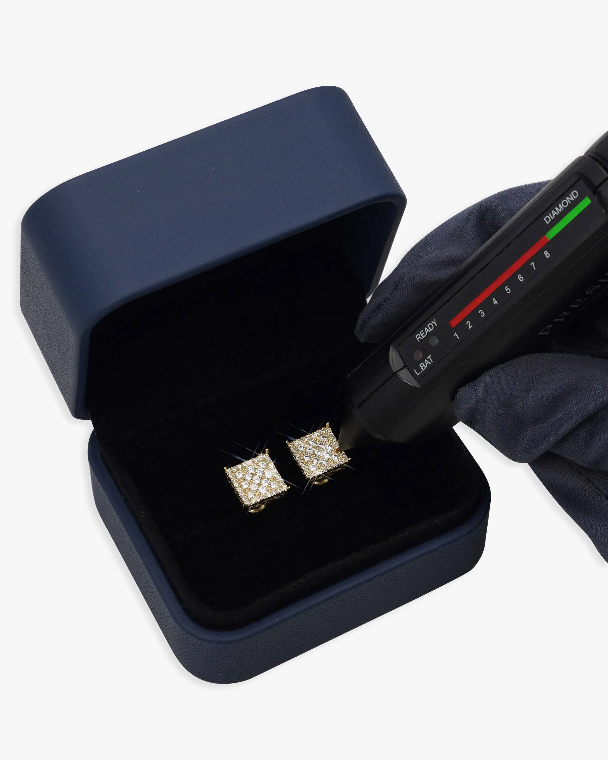 9MM Moissanite Square Earrings 14K Gold (view 6 of 6)