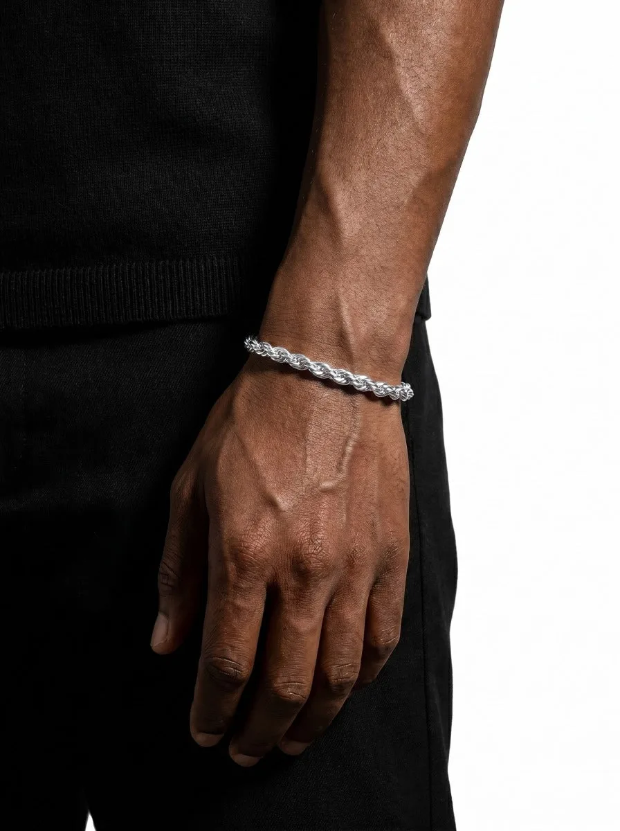 6MM Rope Chain and Bracelet Bundle Silver (view 5 of 7)