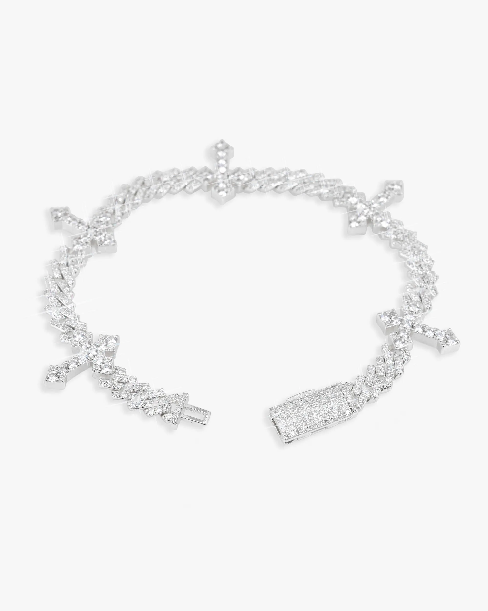 6MM Iced Out VVS Cross Cuban Link Bracelet 14K Gold (view 3 of 3)