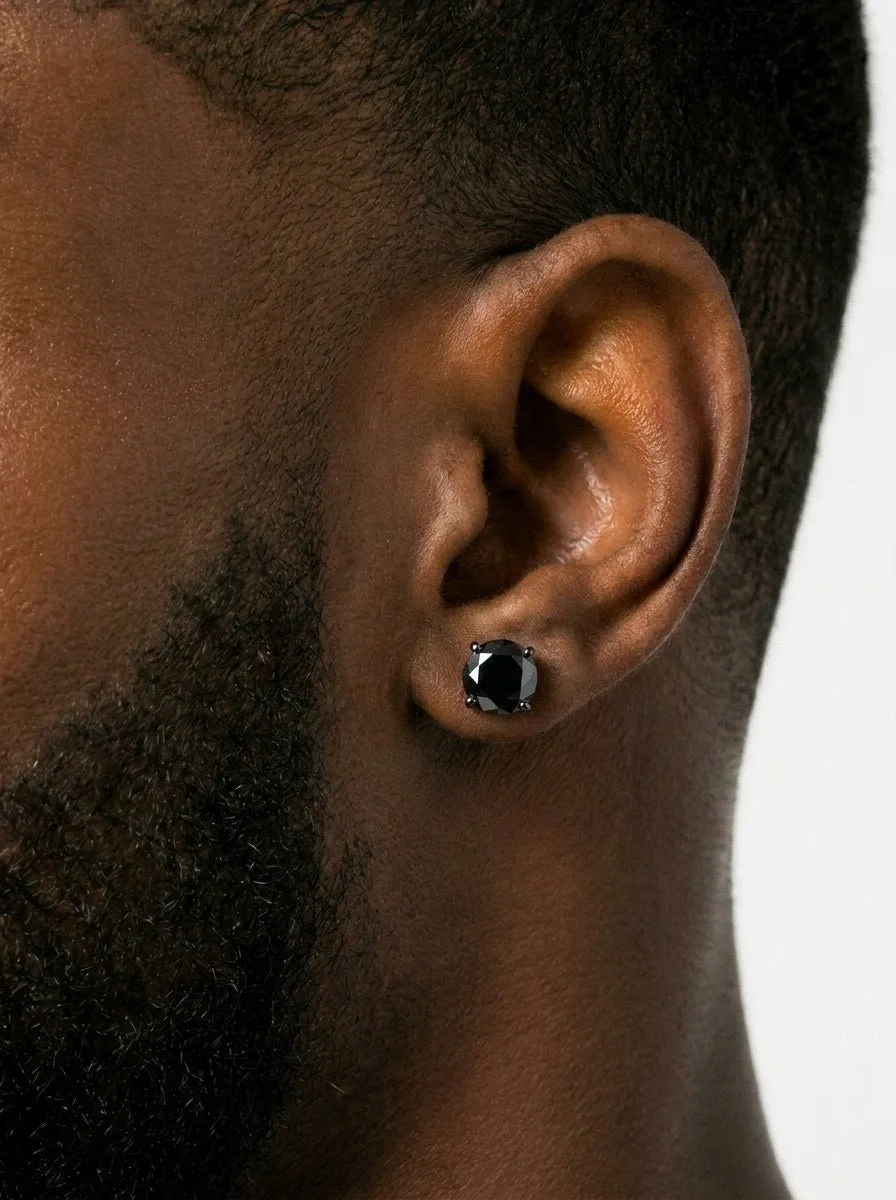 7MM Black Iced Out VVS Earrings (view 2 of 2)